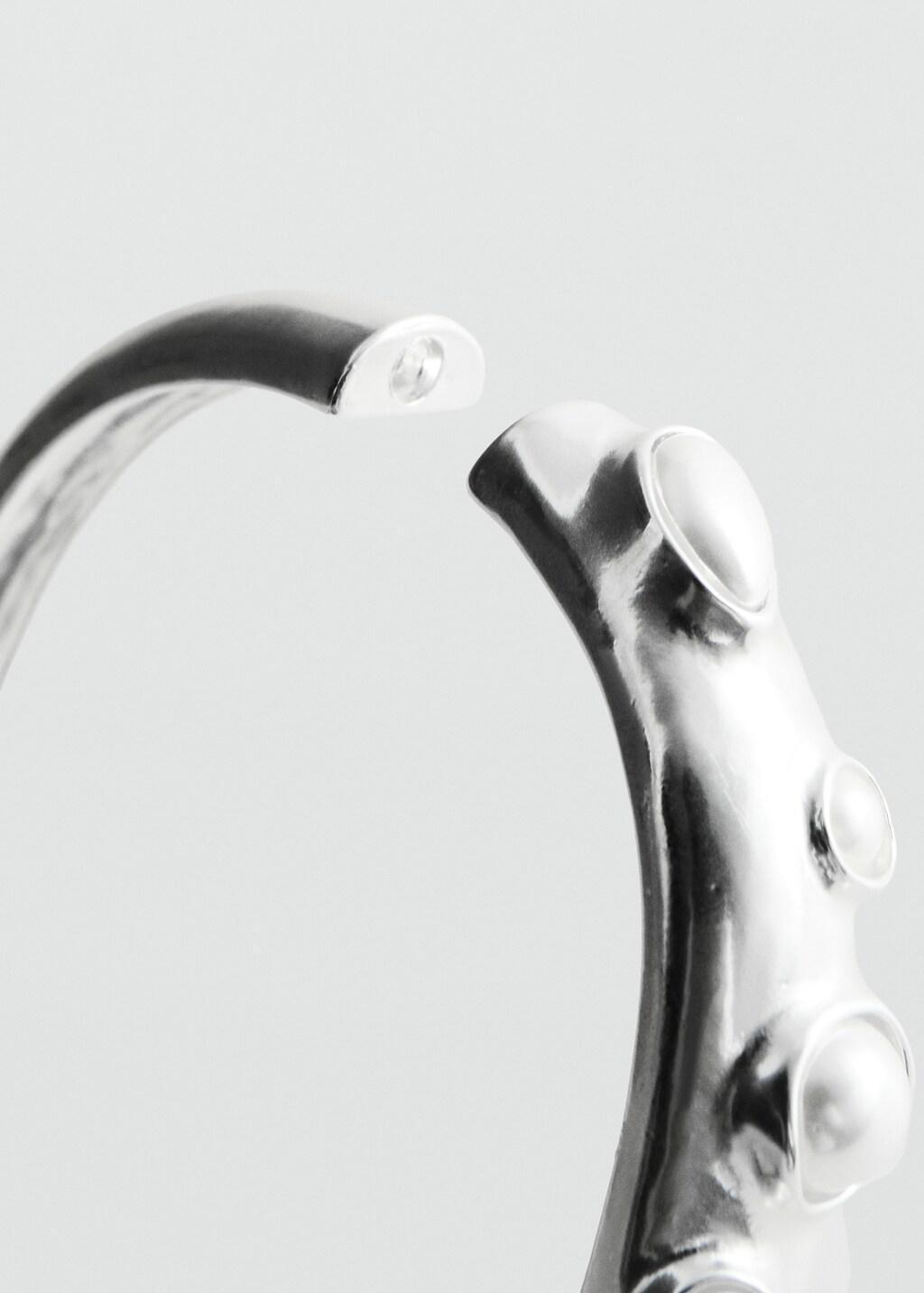 Silver Rigid Bangle With Crystal Appliqu&atilde;&copy;S, Silver, medium