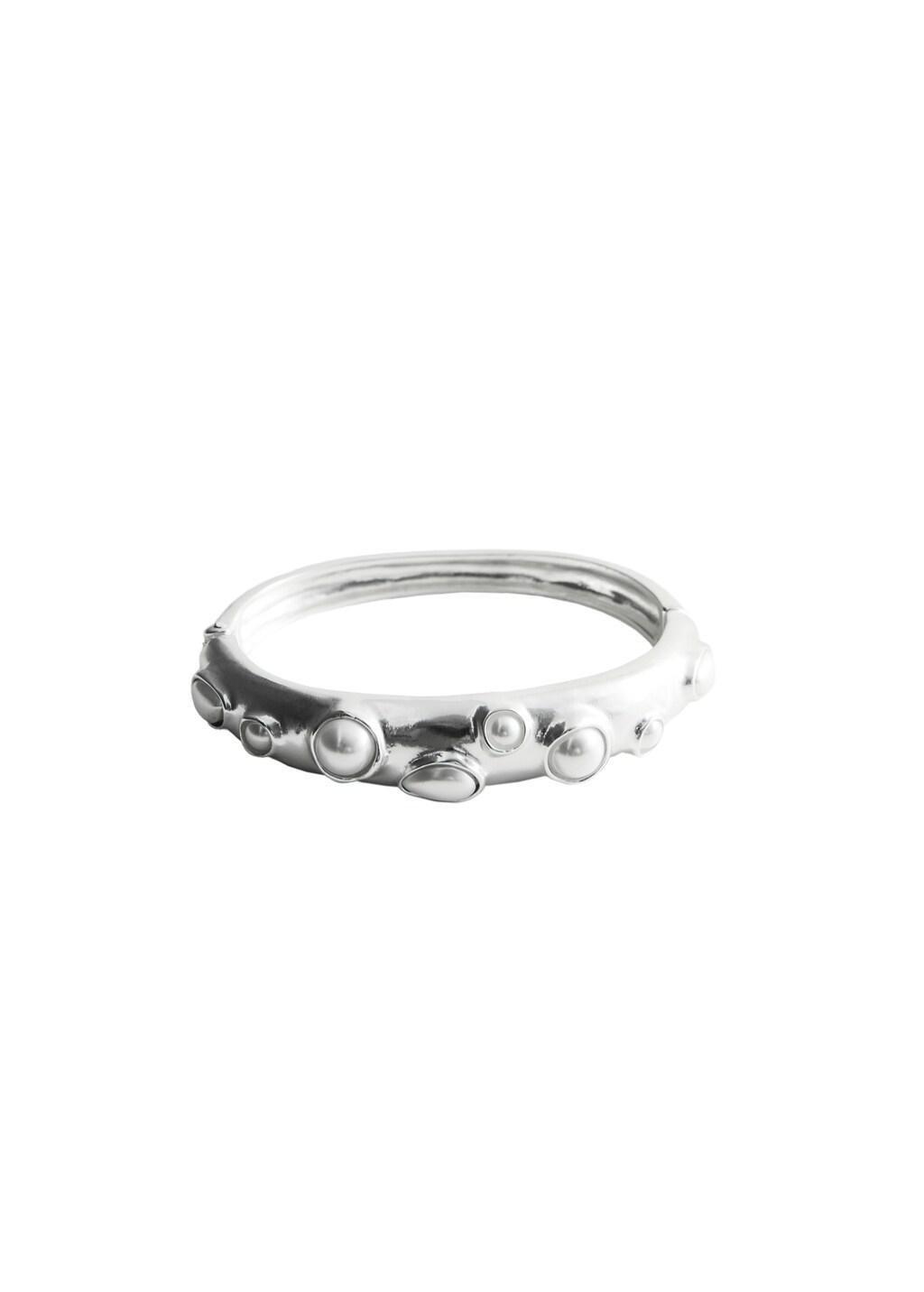 Silver Rigid Bangle With Crystal Appliqu&atilde;&copy;S, Silver, large image number 4