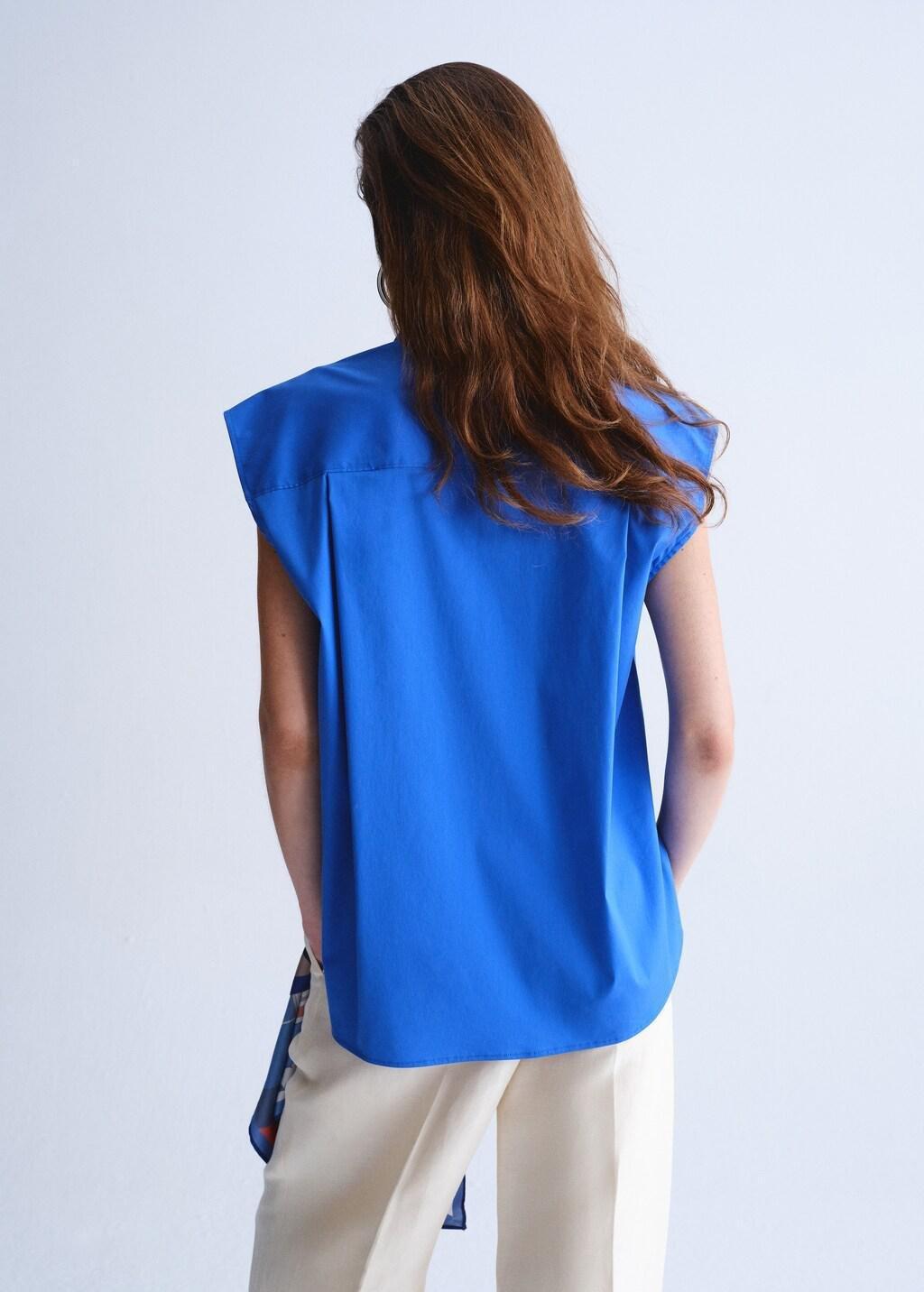 Blue Sleeveless Poplin Shirt, 0201_52, large image number 2