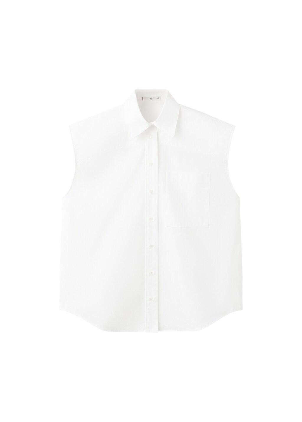 Blue Sleeveless Poplin Shirt, 0201_52, large image number 7