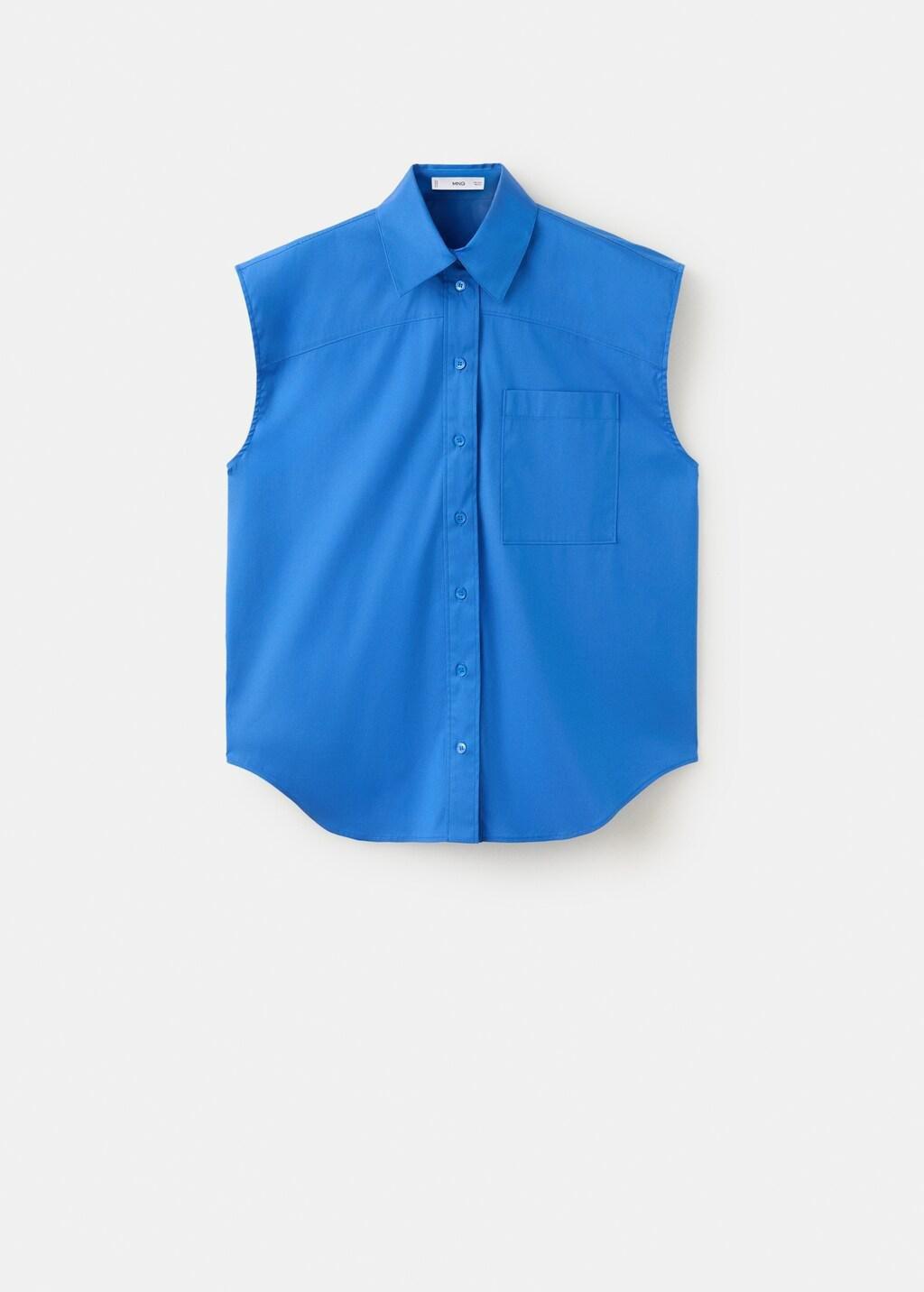Blue Sleeveless Poplin Shirt, 0201_52, large image number 8