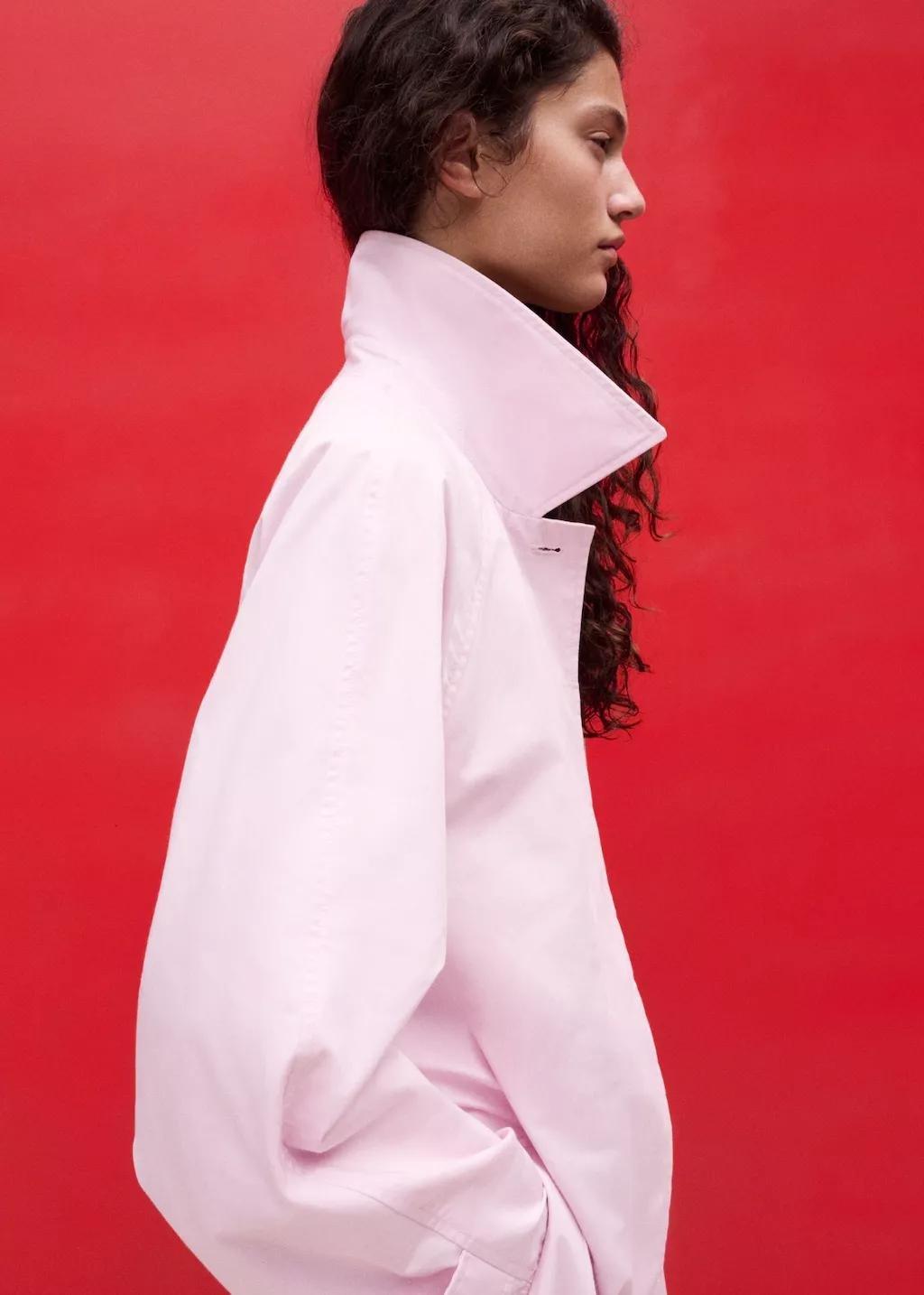 Pink Long Trench Coat With Belt, Pink, large image number 4