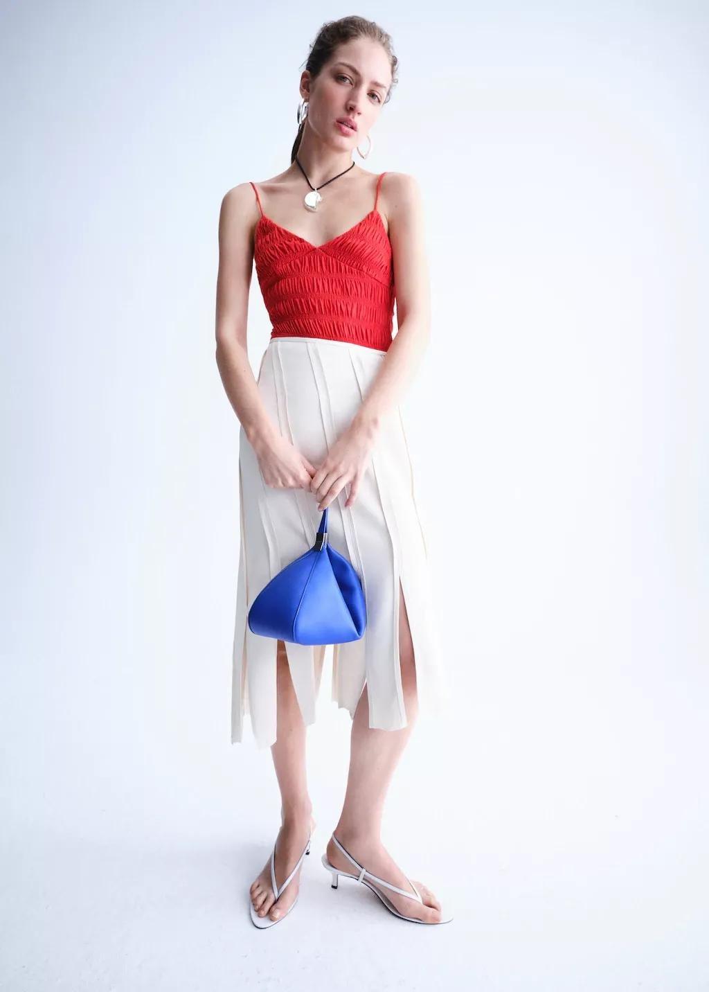 Red Gathered Lyocell Body, Red, large image number 0