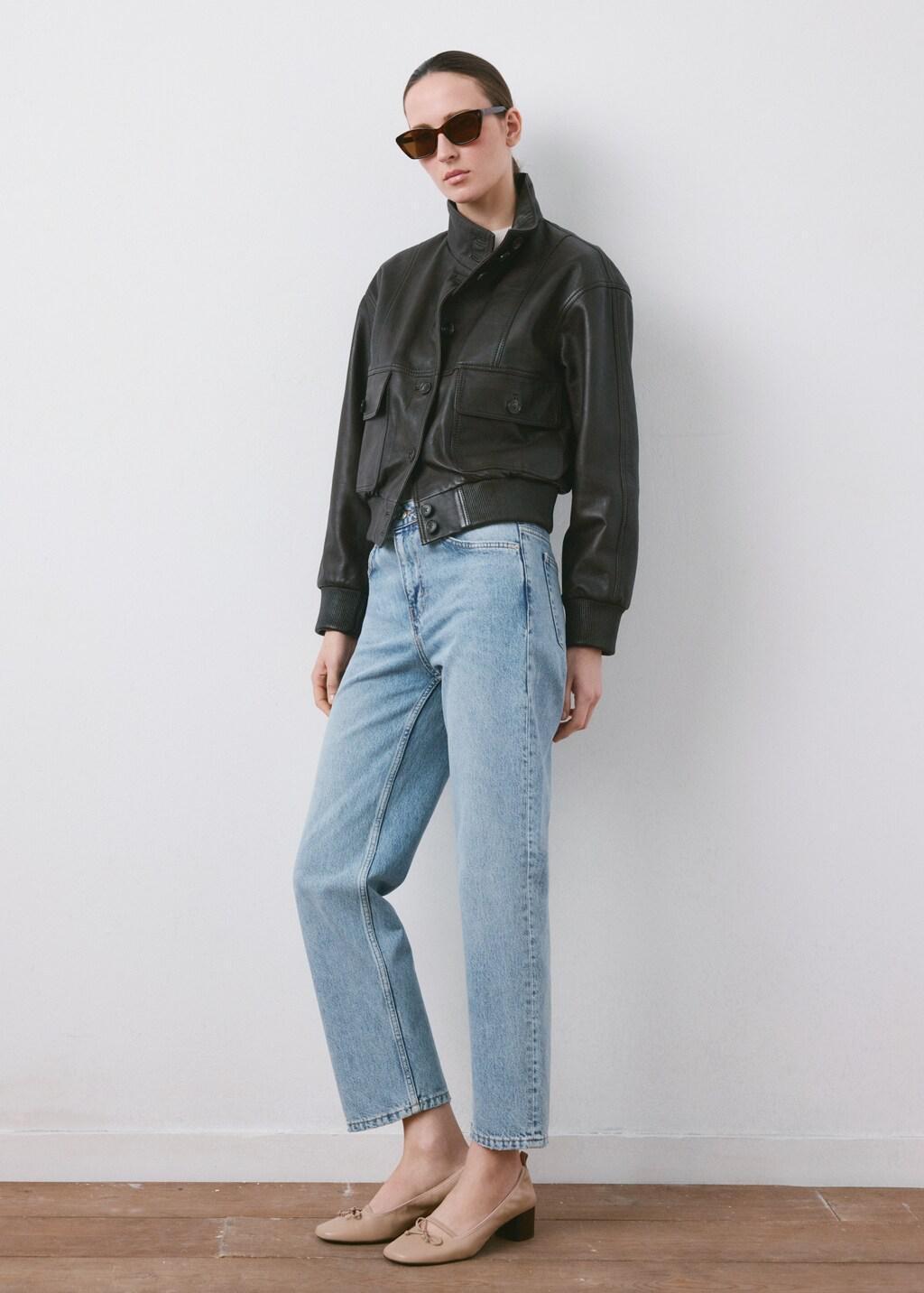 Blue Mid-Rise Straight Jeans, 0201_TM, medium