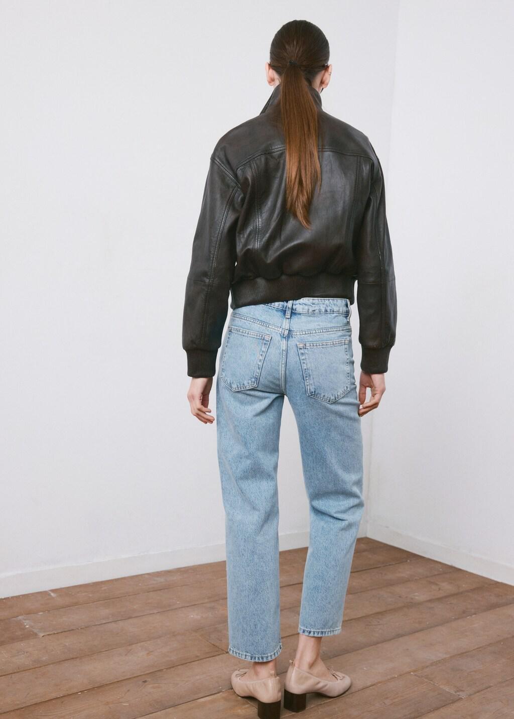 Blue Mid-Rise Straight Jeans, 0201_TM, medium