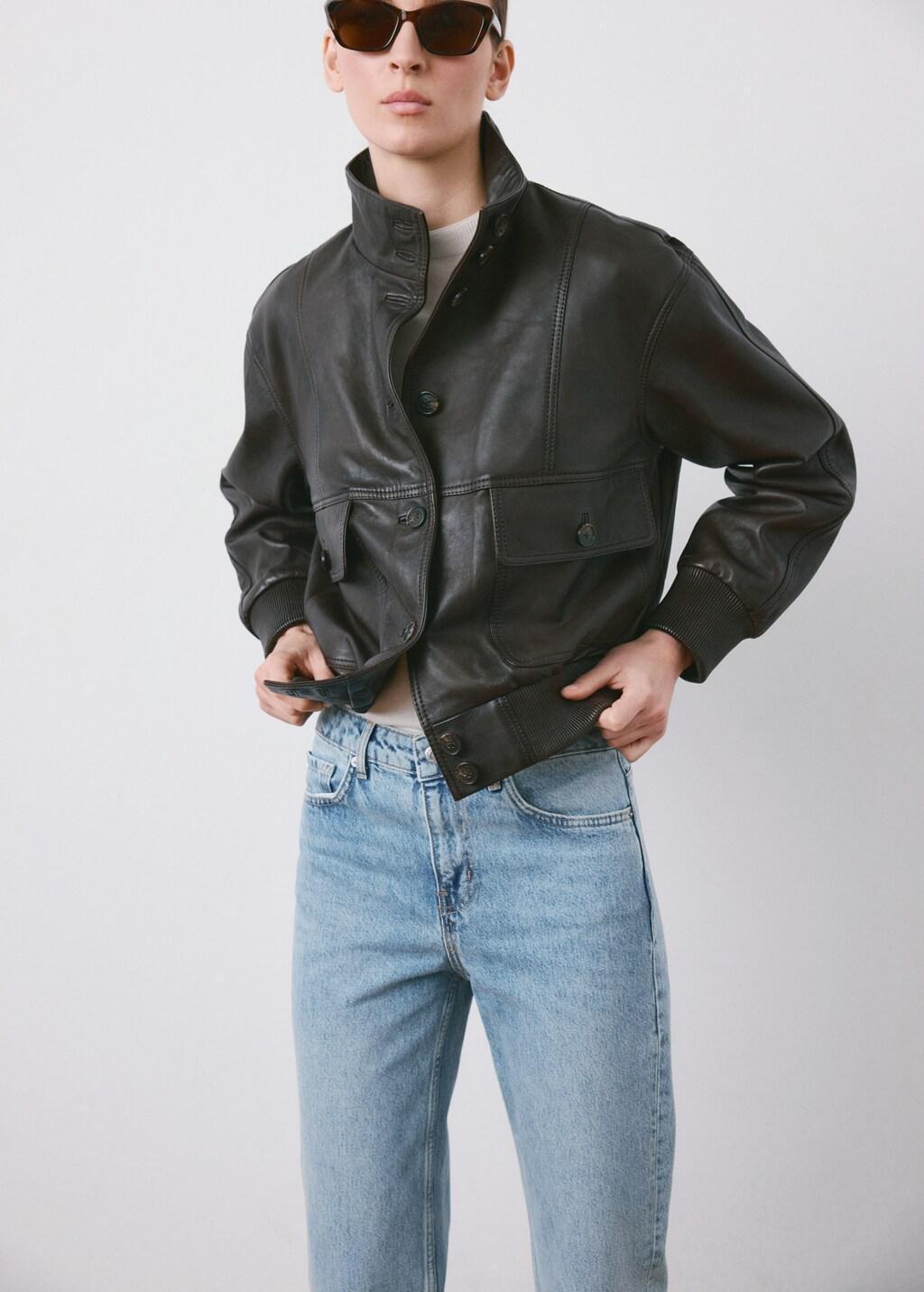 Blue Mid-Rise Straight Jeans, 0201_TM, large image number 4