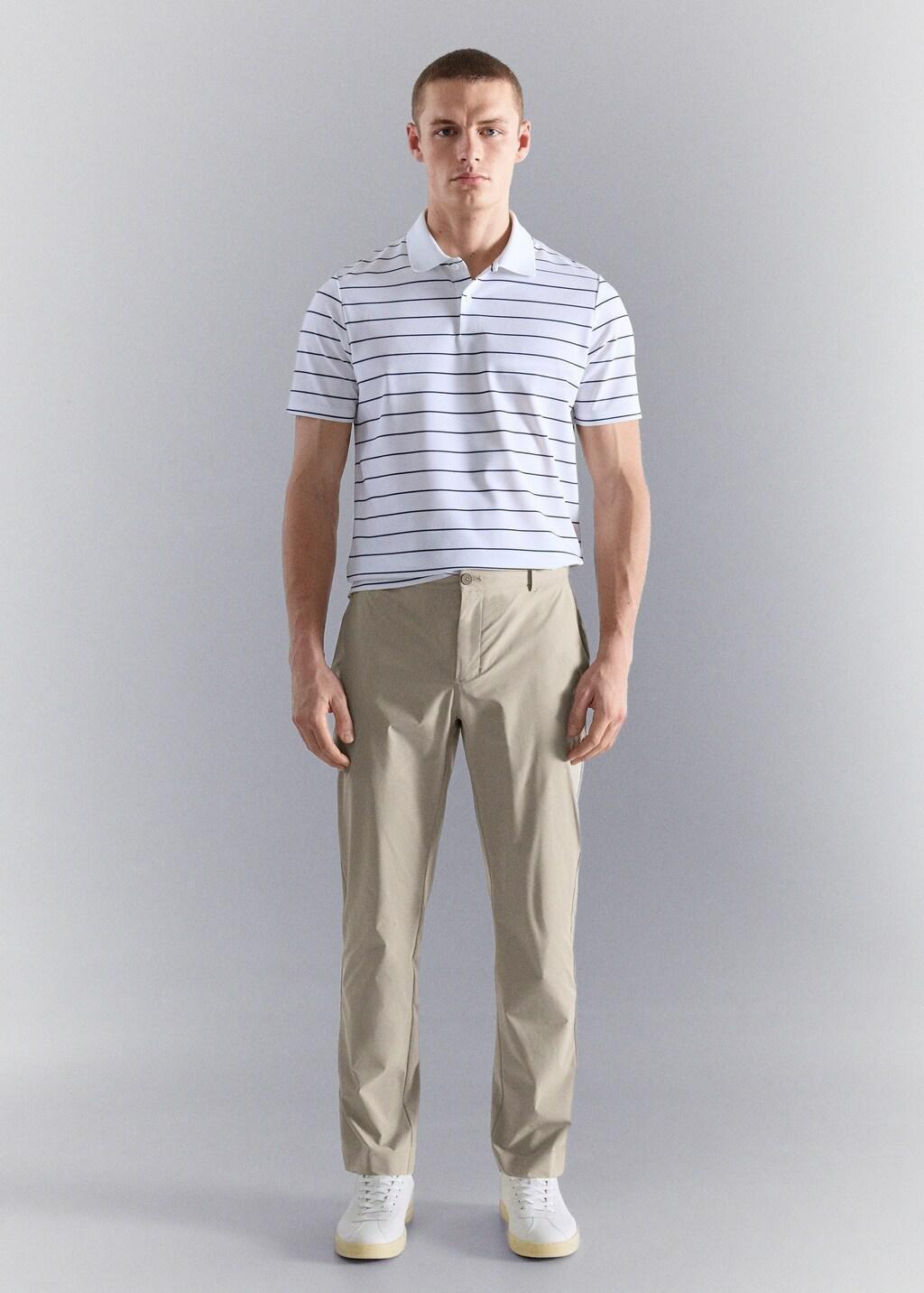 Beige Slim Fit Water-Repellent Trousers, 0201_08, medium