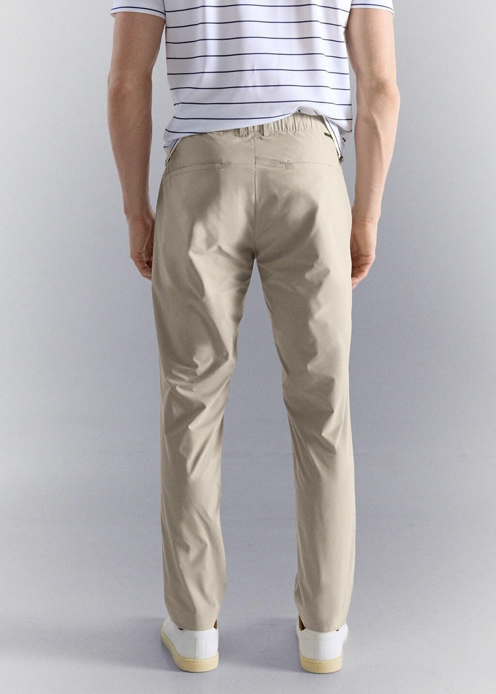 Beige Slim Fit Water-Repellent Trousers, 0201_08, large image number 2