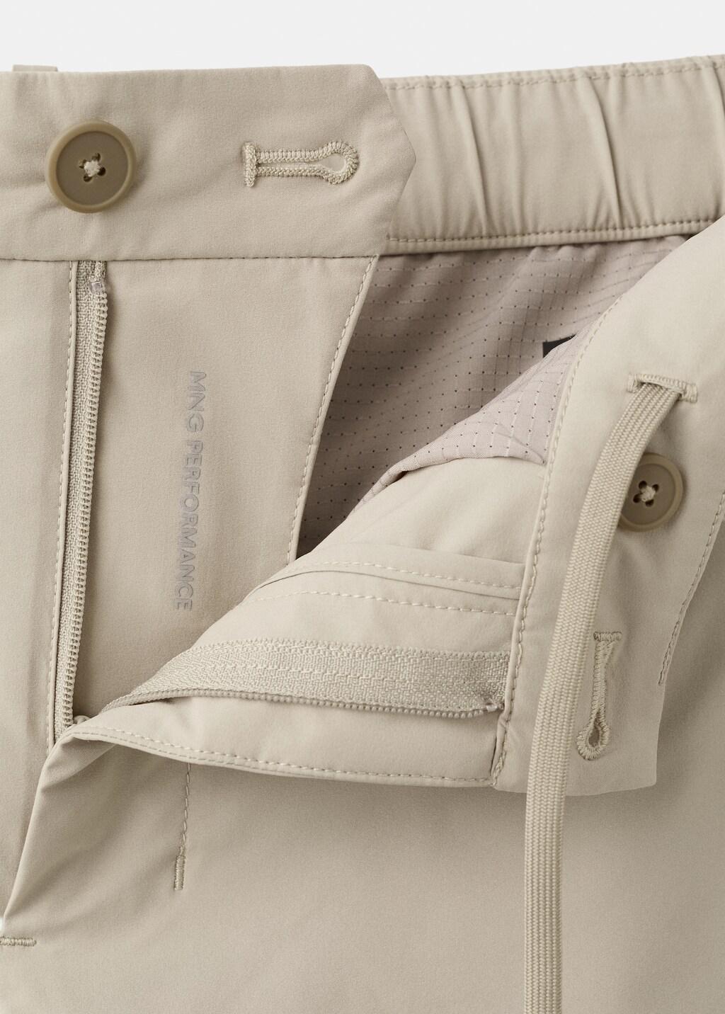 Beige Slim Fit Water-Repellent Trousers, 0201_08, large image number 5