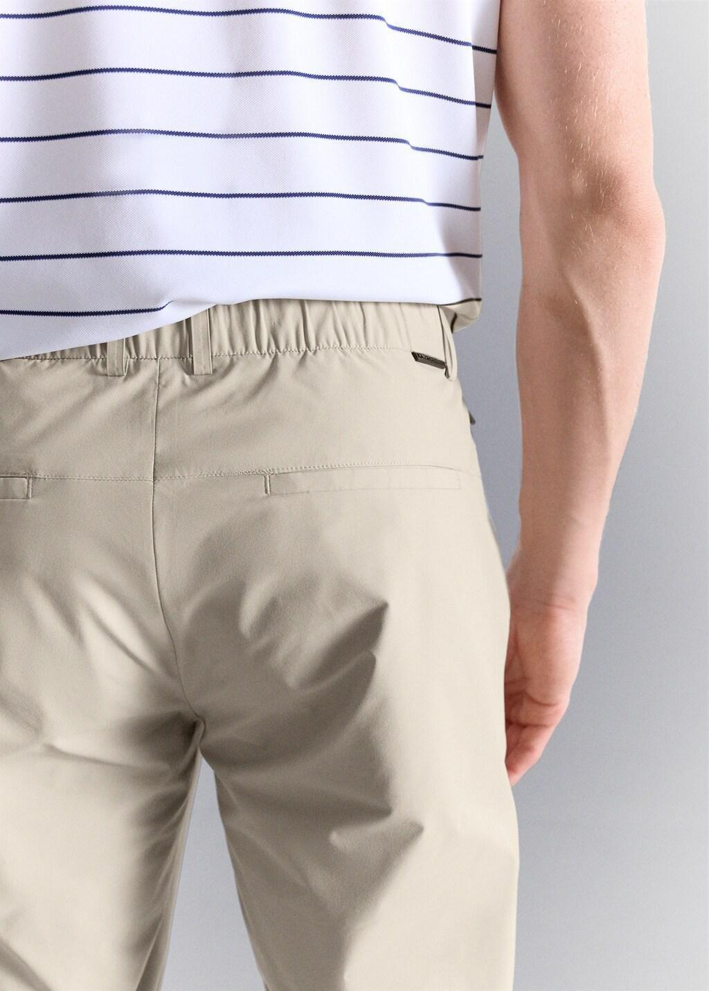 Beige Slim Fit Water-Repellent Trousers, 0201_08, large image number 6