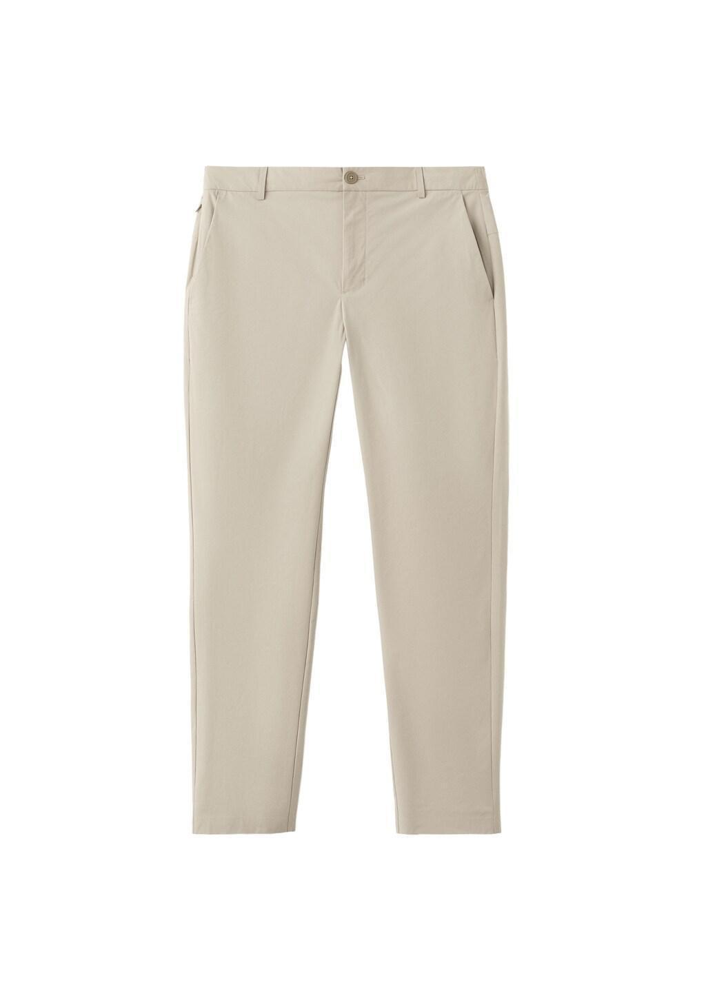 Beige Slim Fit Water-Repellent Trousers, 0201_08, large image number 7