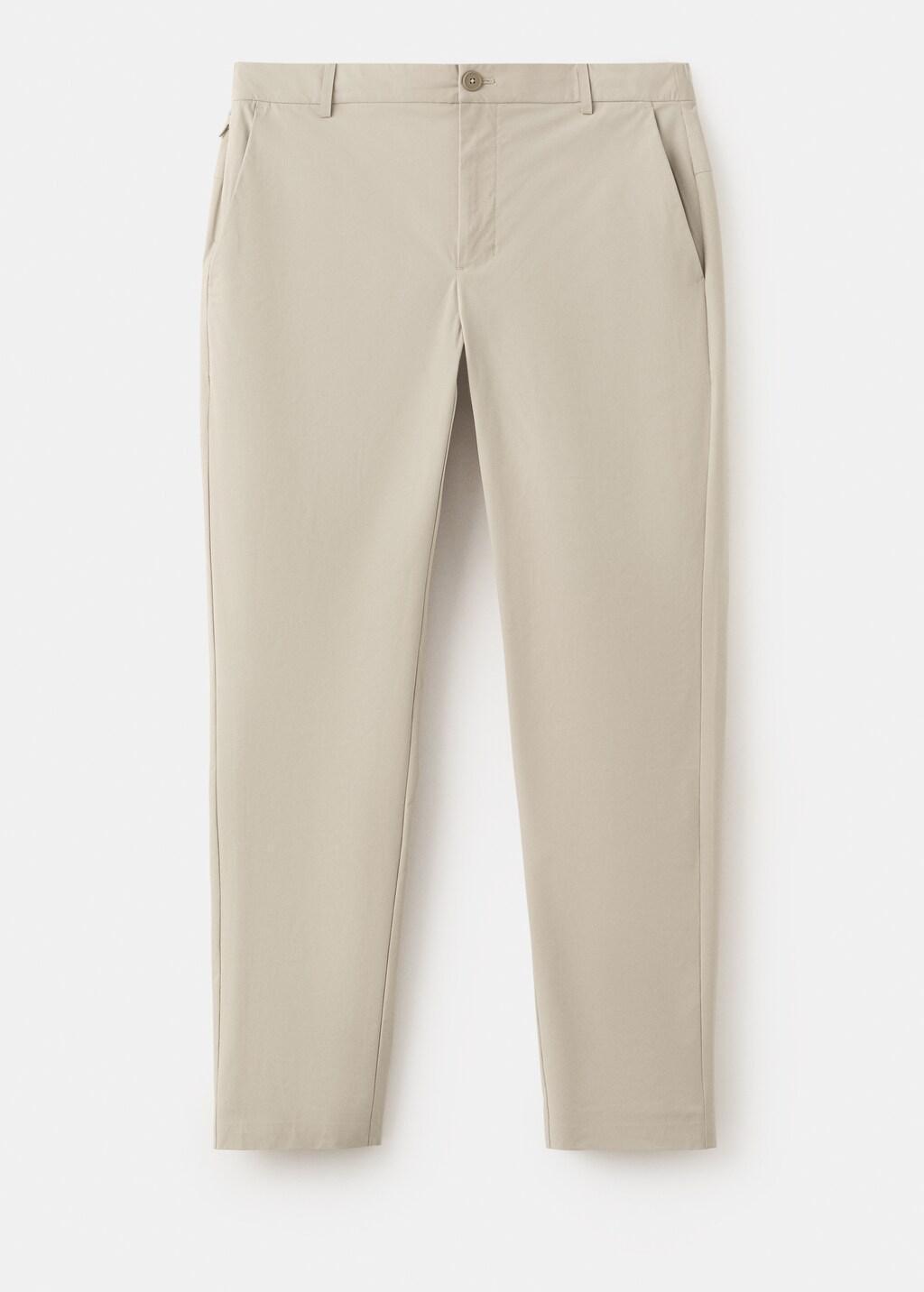 Beige Slim Fit Water-Repellent Trousers, 0201_08, large image number 8