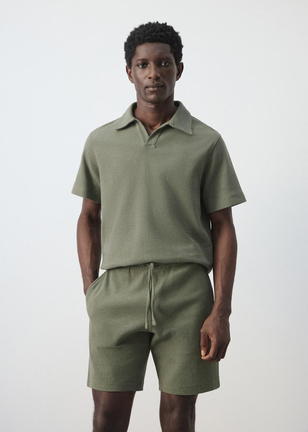 Green Regular-Fit Textured Polo Shirt, Medium Green, large image number 3