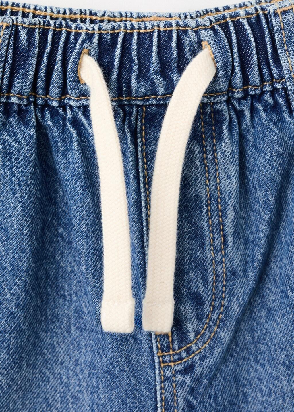 Blue Oversized Denim Bermuda Shorts, Kids Boy, Open Blue, large image number 1