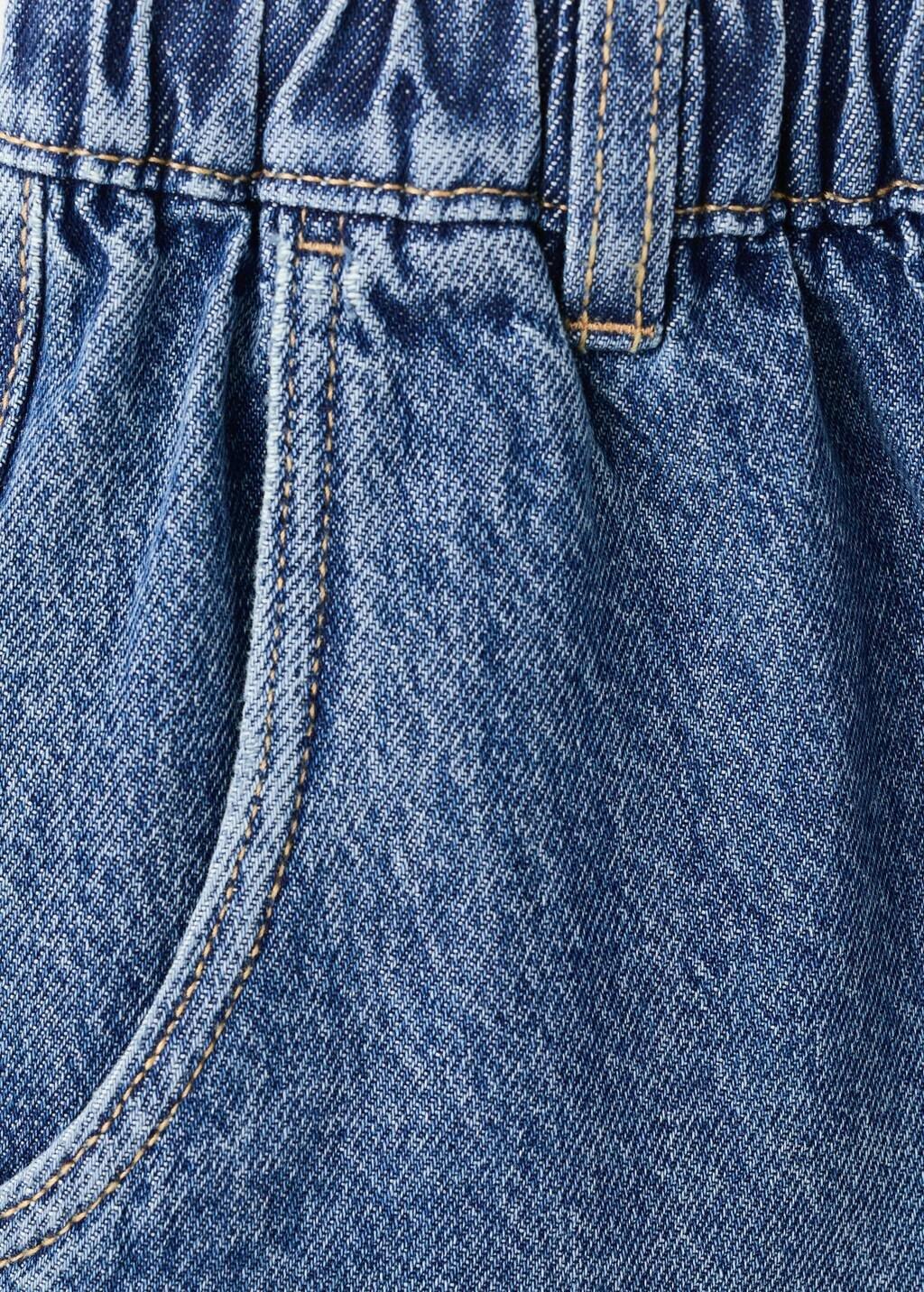 Blue Oversized Denim Bermuda Shorts, Kids Boy, Open Blue, large image number 4