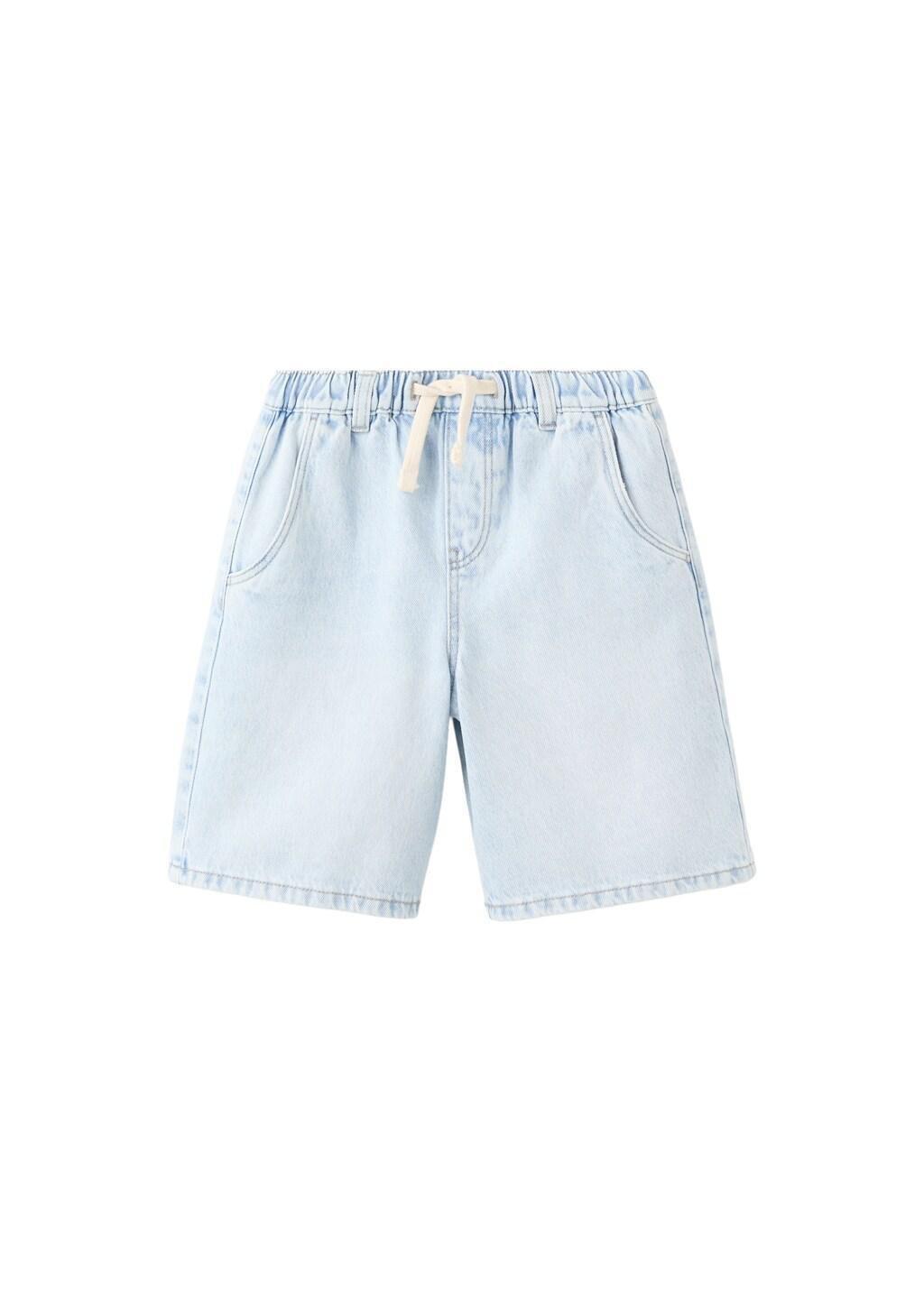 Blue Oversized Denim Bermuda Shorts, Kids Boy, Open Blue, large image number 5