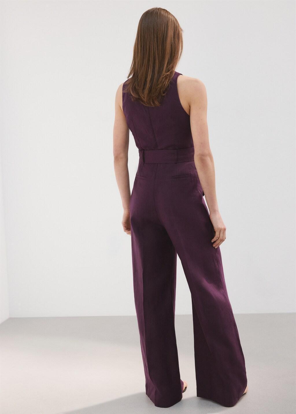 MEDIUM PURPLE Belt linen jumpsuit, 0201_64, large image number 2