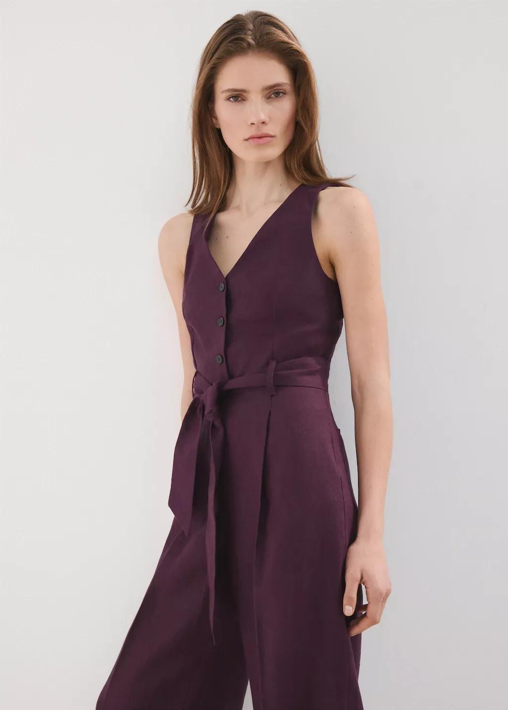 MEDIUM PURPLE Belt linen jumpsuit, 0201_64, large image number 3