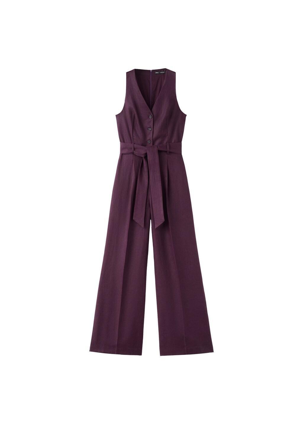 MEDIUM PURPLE Belt linen jumpsuit, 0201_64, large image number 6
