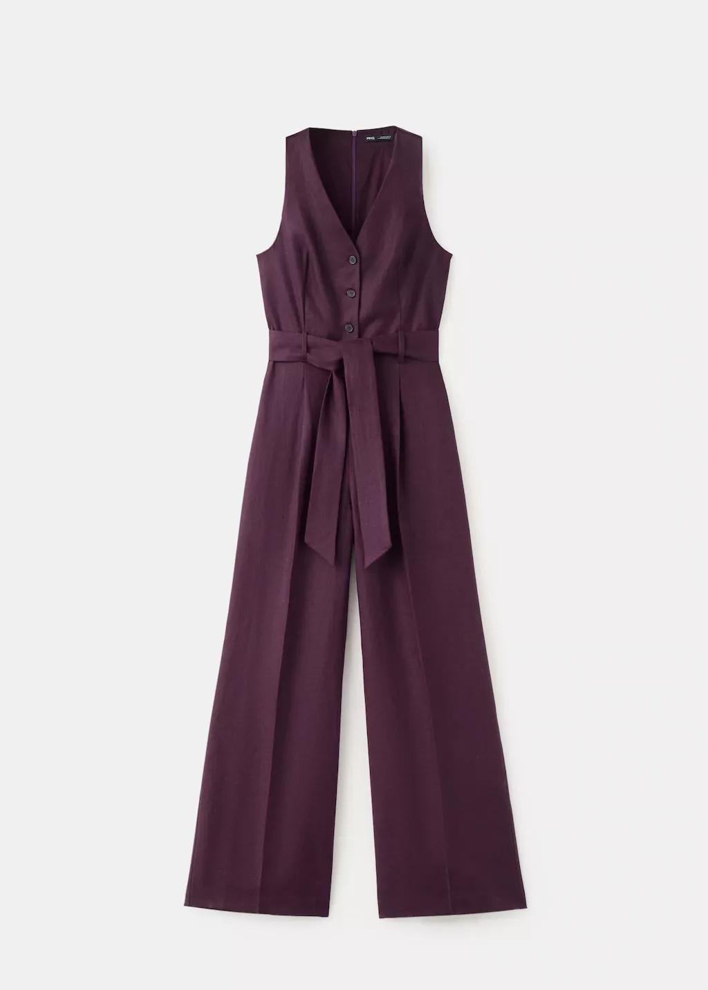 MEDIUM PURPLE Belt linen jumpsuit, 0201_64, large image number 7