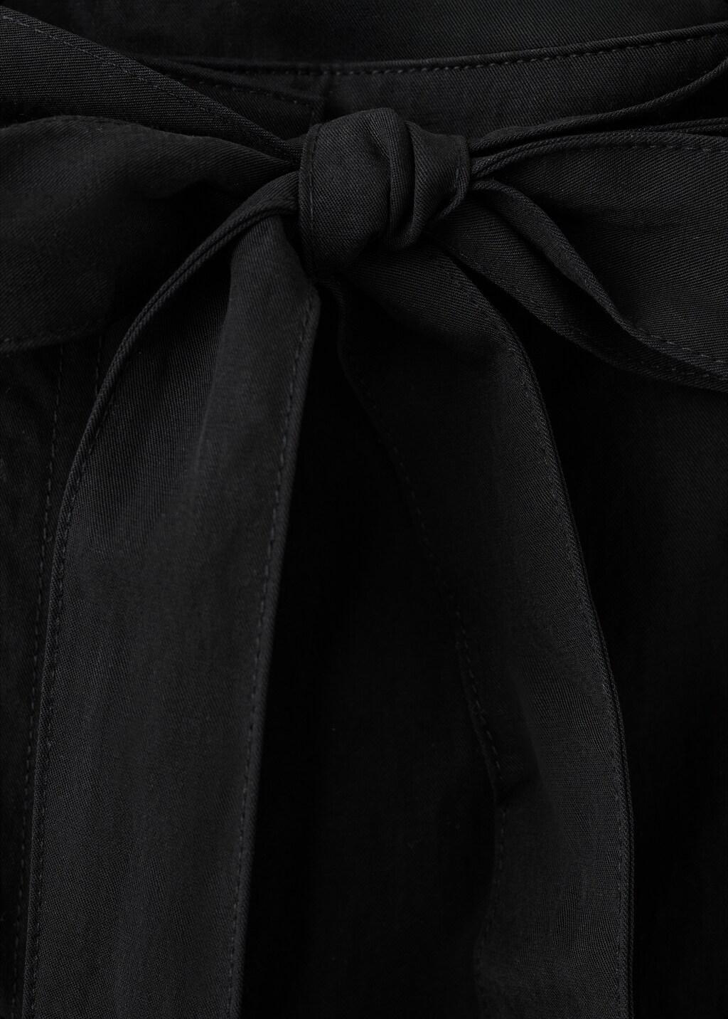 Black Lyocell Trousers With Belt, Black, large image number 1