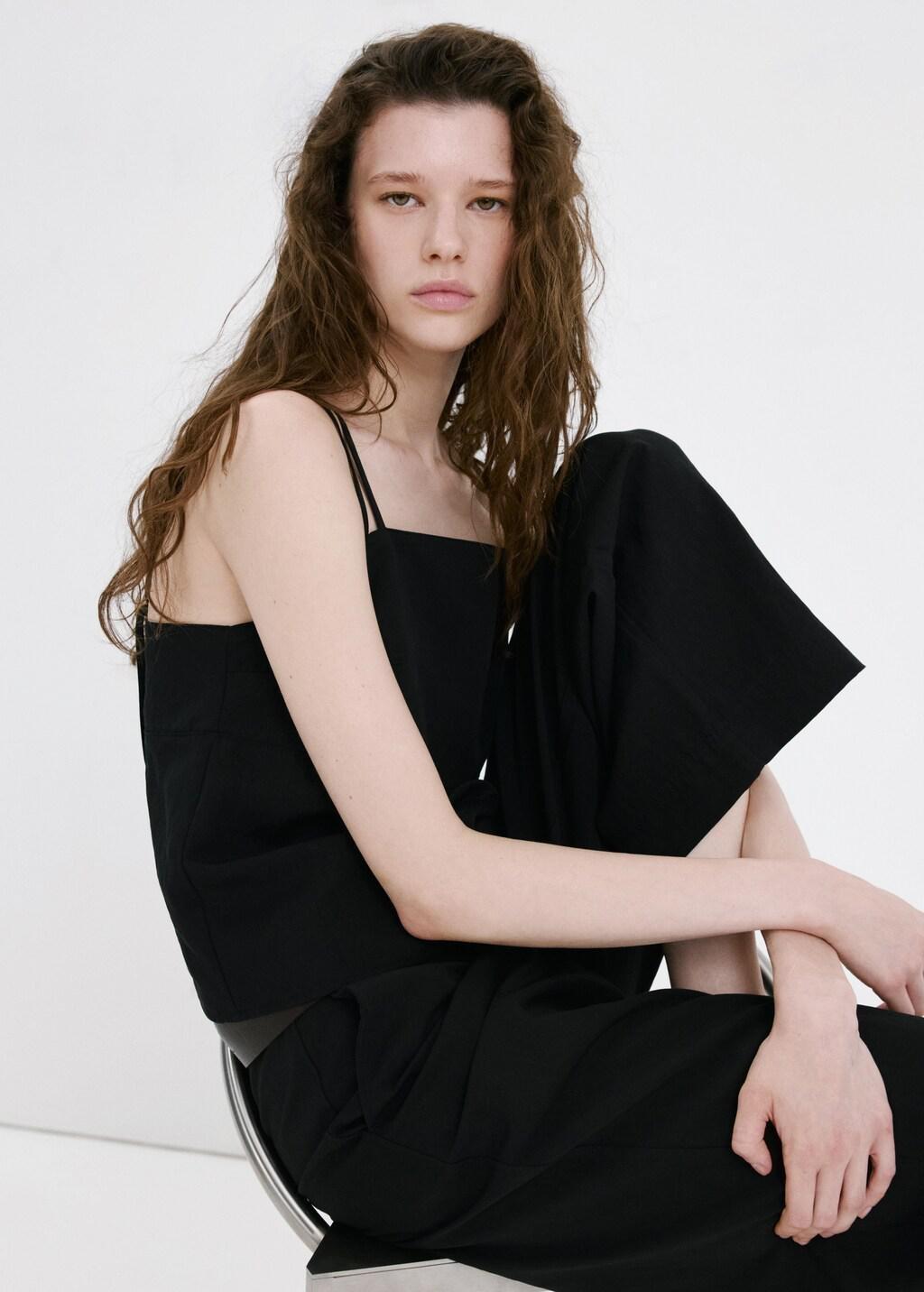 Black Lyocell Trousers With Belt, Black, large image number 4