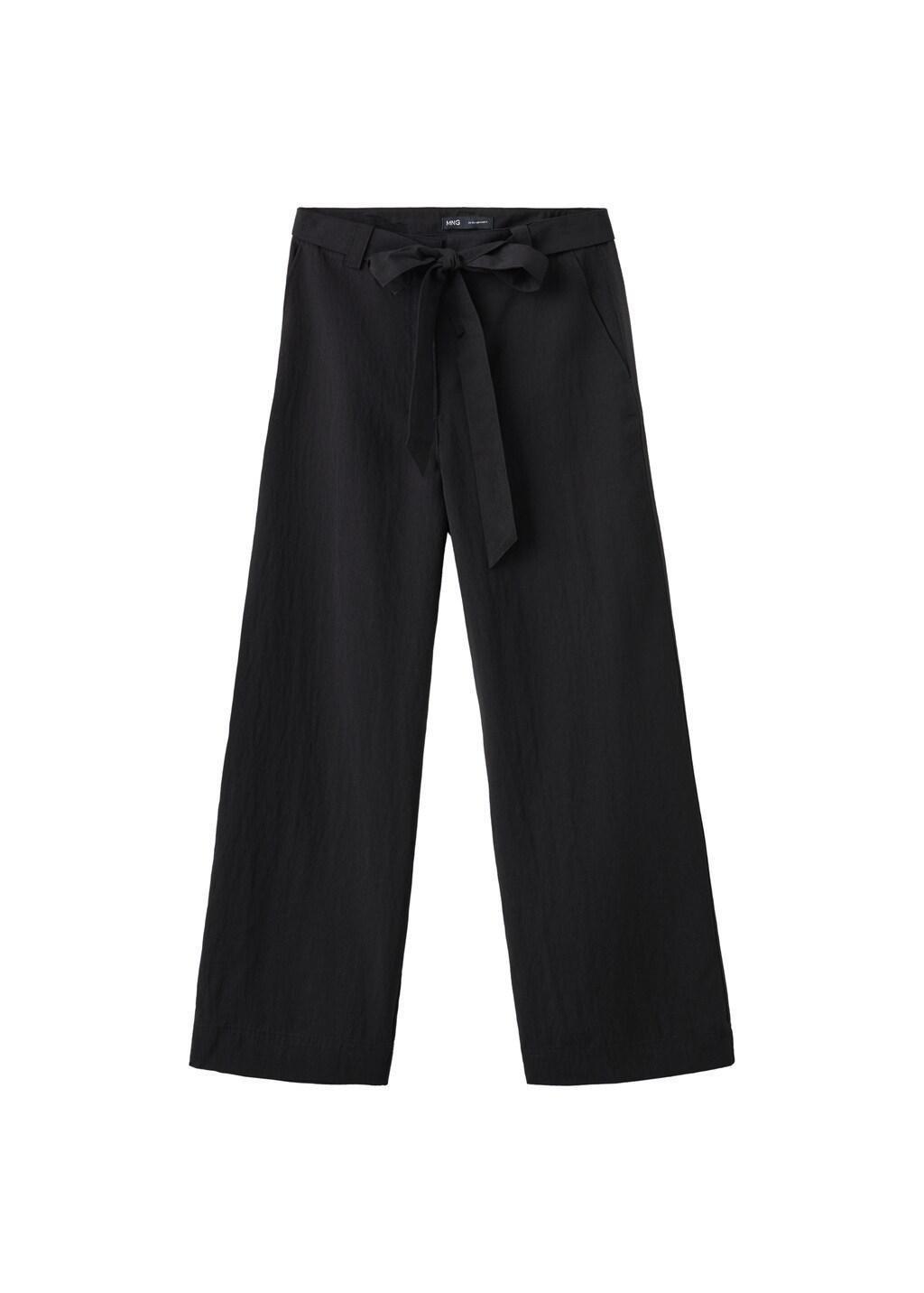 Black Lyocell Trousers With Belt, Black, large image number 7