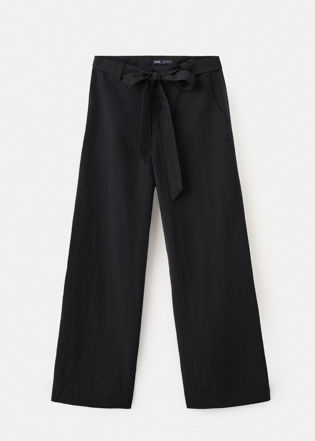 Black Lyocell Trousers With Belt, Black, large image number 8