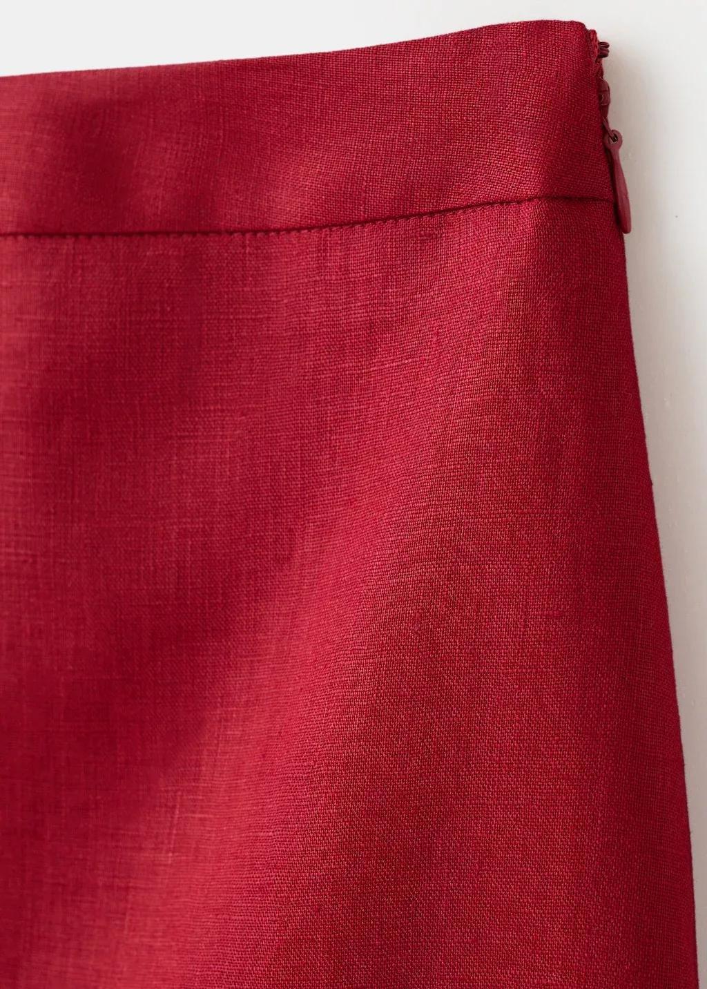 Red Linen Midi Skirt, 0201_70, large image number 1