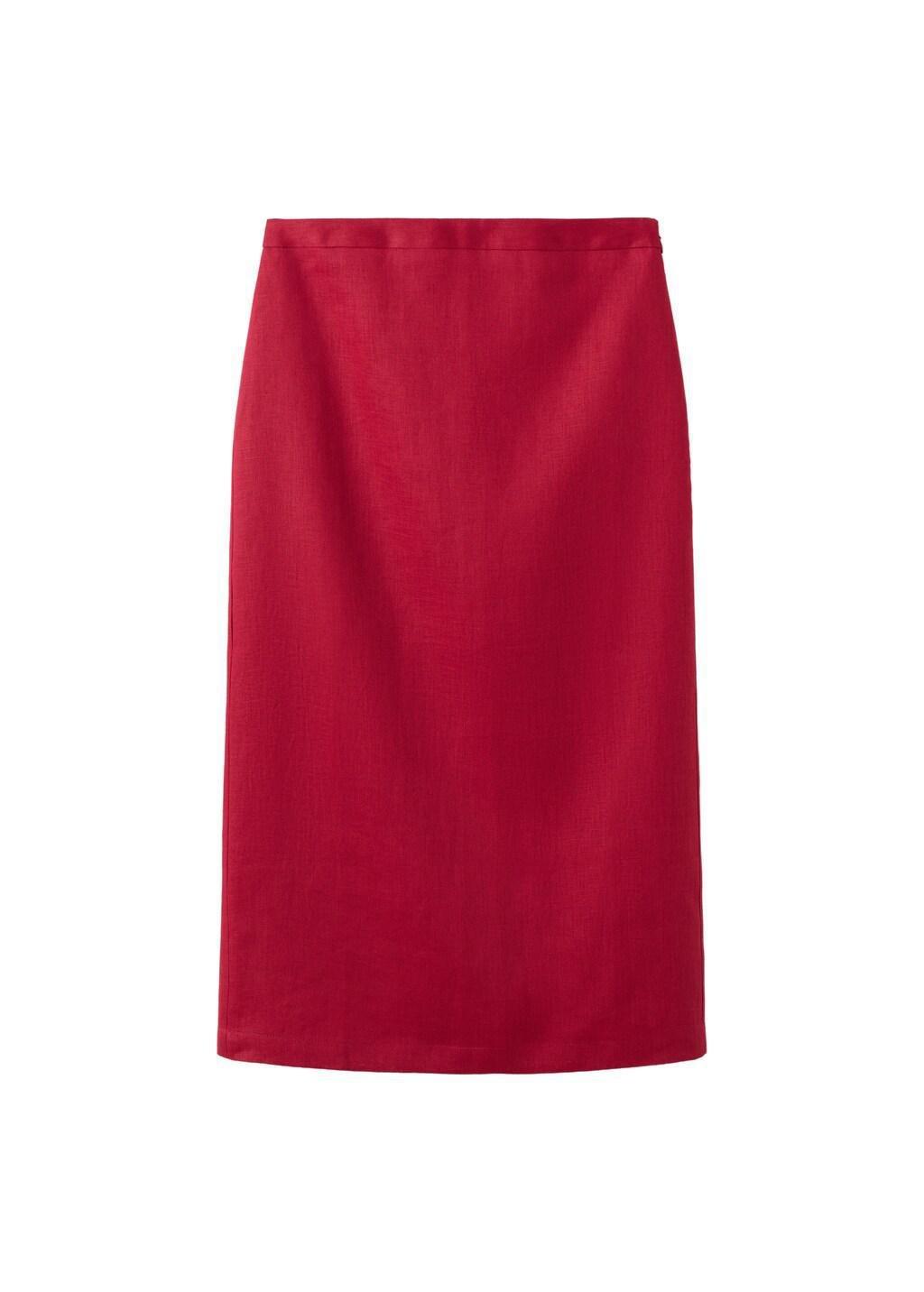 Red Linen Midi Skirt, 0201_70, large image number 7