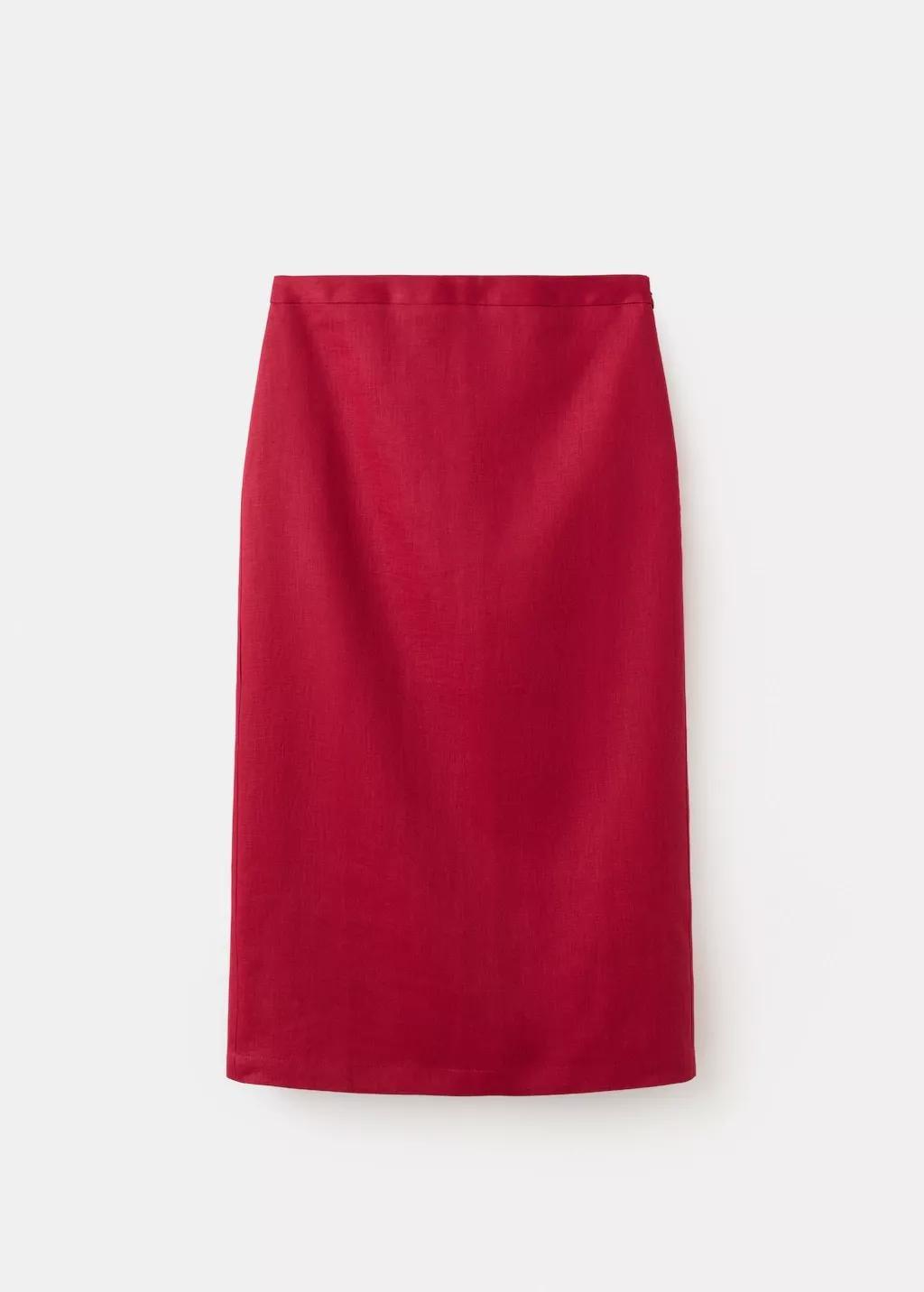 Red Linen Midi Skirt, 0201_70, large image number 8