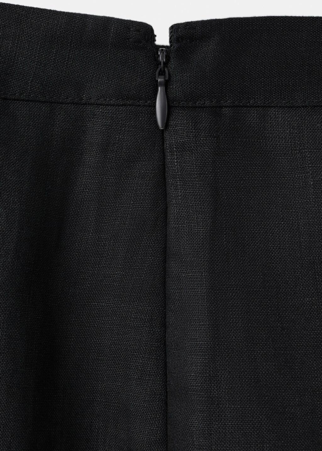 Black Linen Midi Skirt, Black, large image number 1