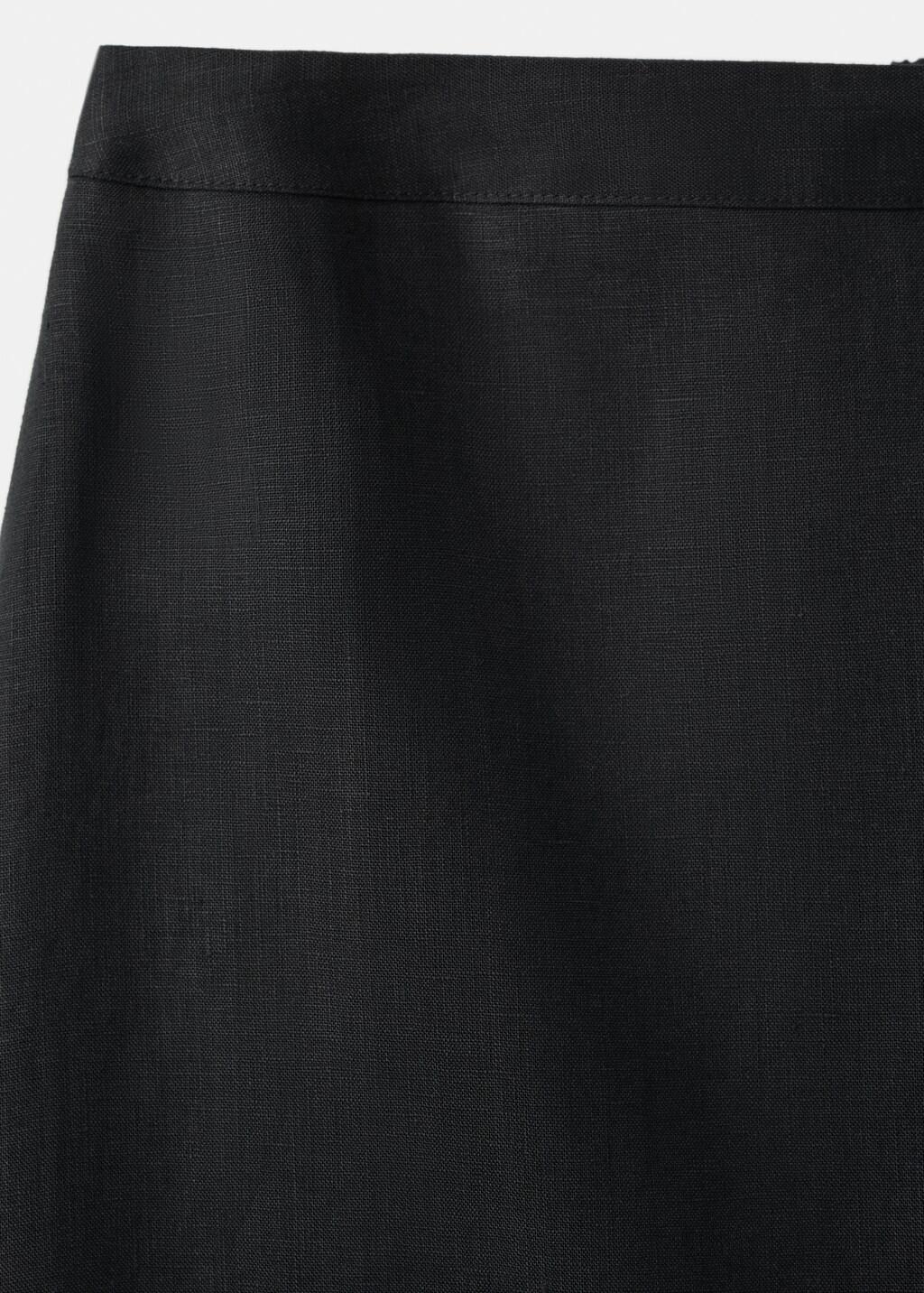 Black Linen Midi Skirt, Black, large image number 5