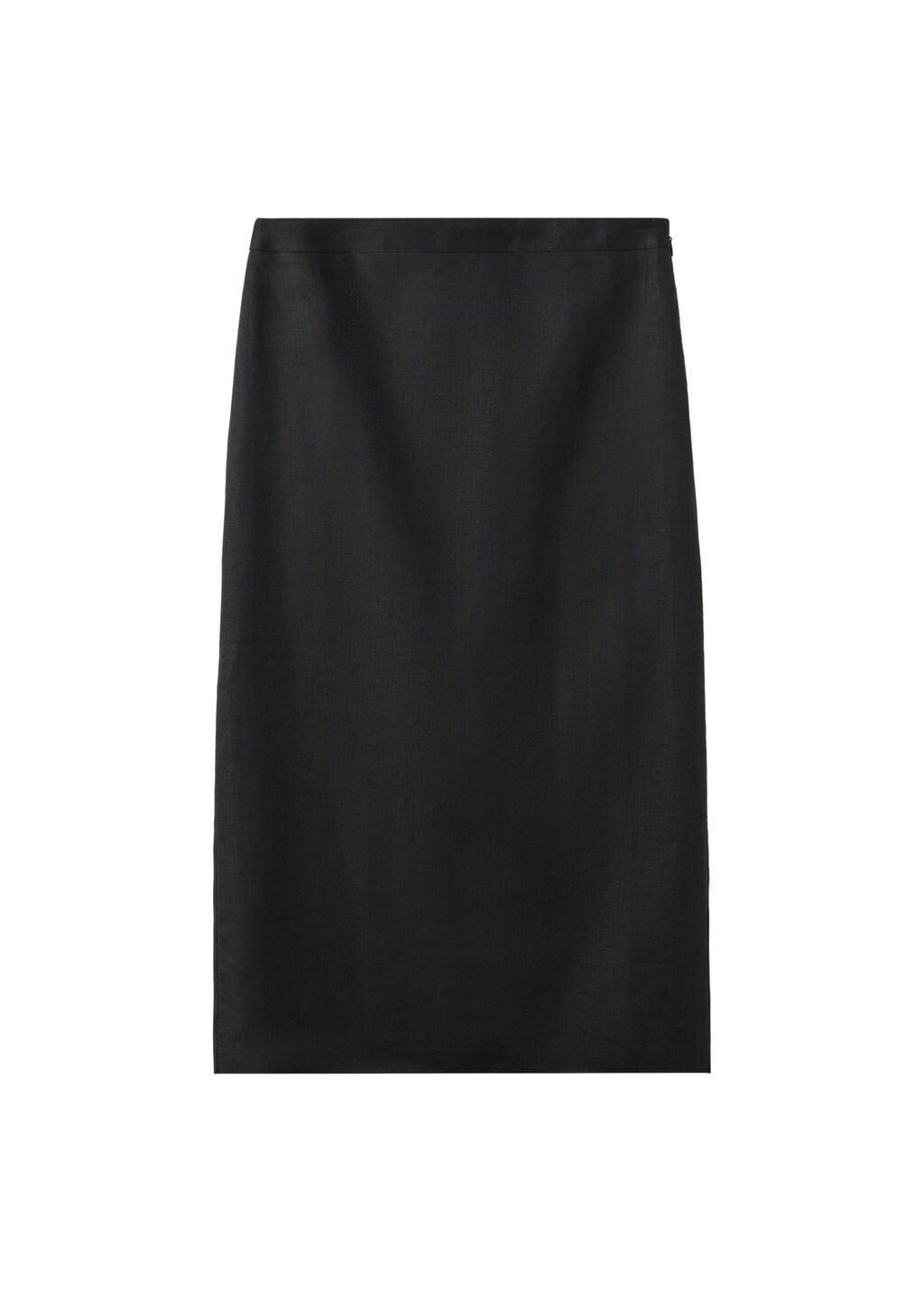 Black Linen Midi Skirt, Black, large image number 7