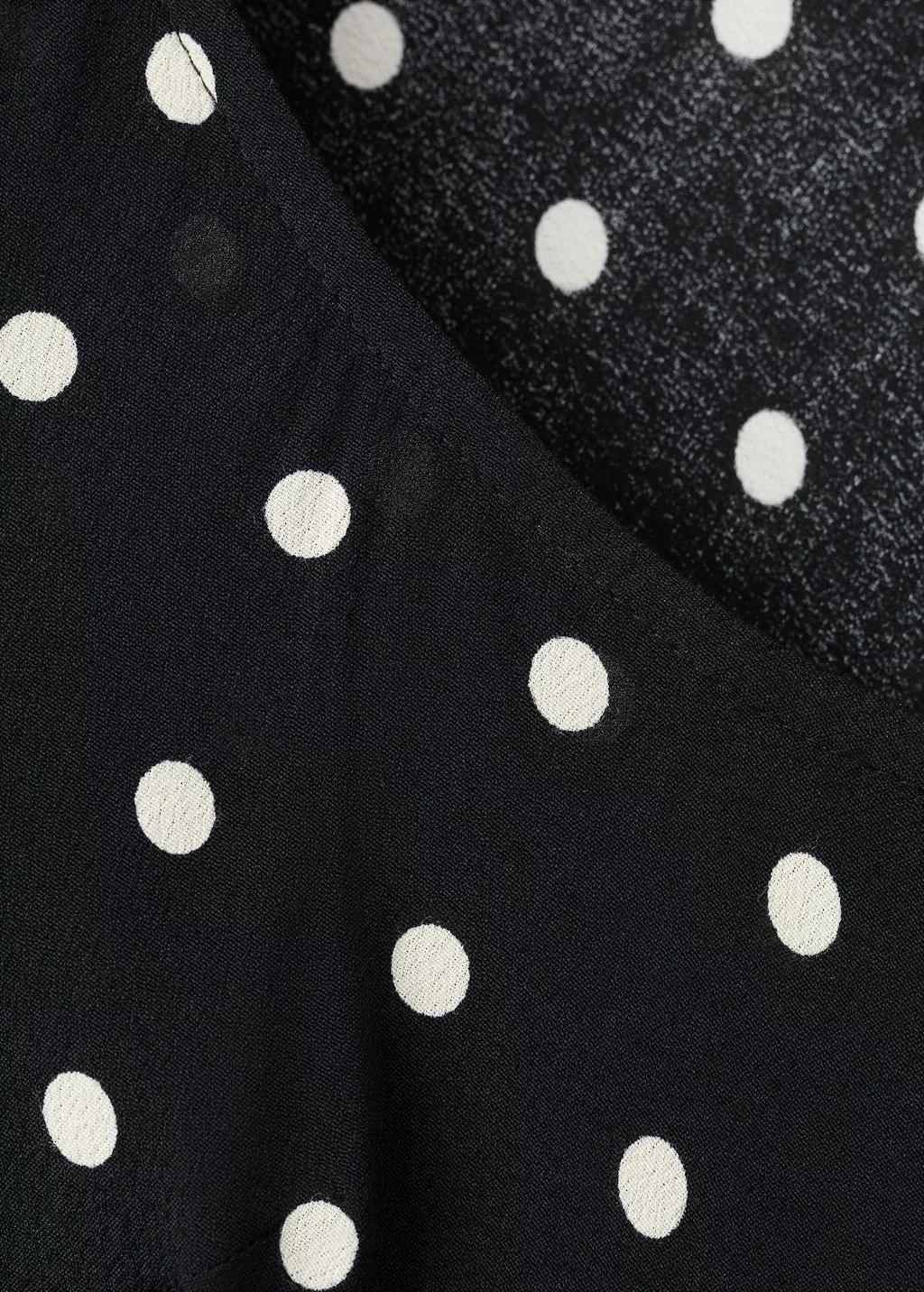 Black Long Sleeve Polka Dot Dress, Black, large image number 1