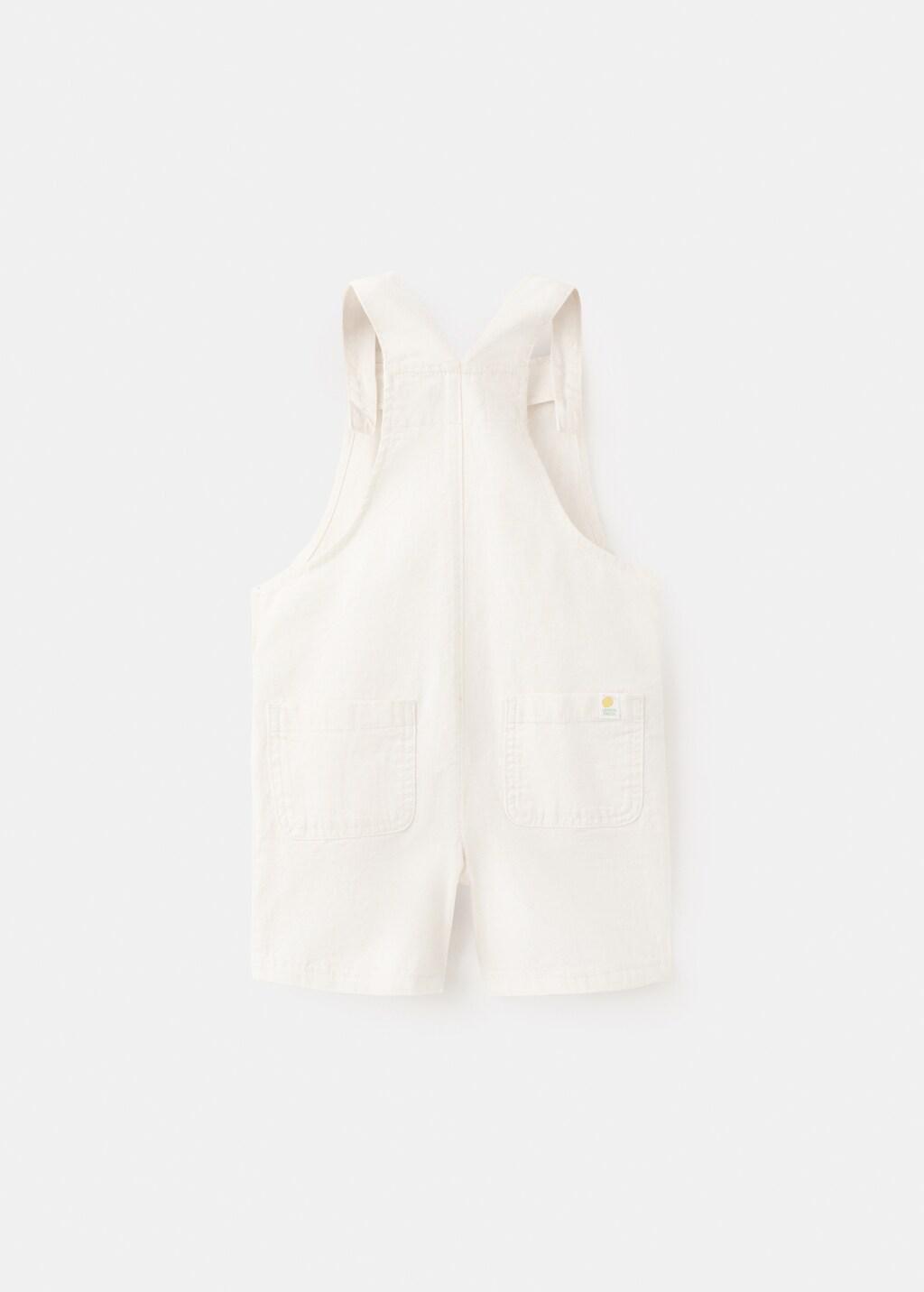 White Cotton Linen Overalls, Baby Boy, 0201_01, large image number 2