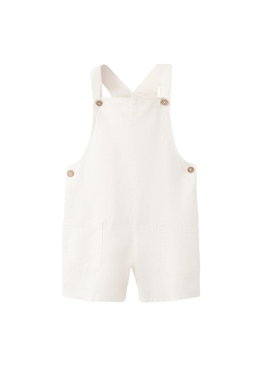 White Cotton Linen Overalls, Baby Boy, 0201_01, large image number 4