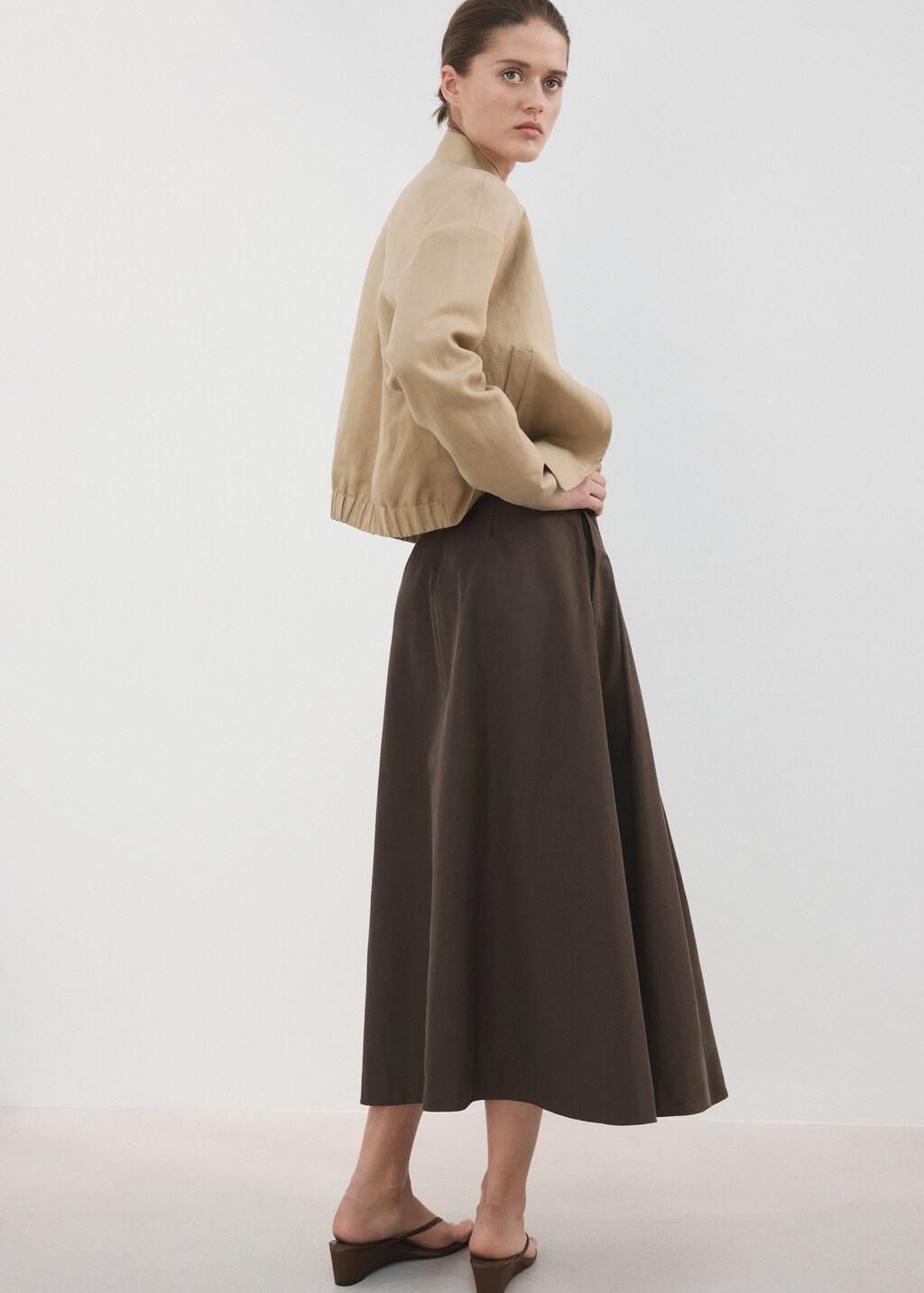Brown Flared Midi-Skirt, Dark Brown, large image number 4