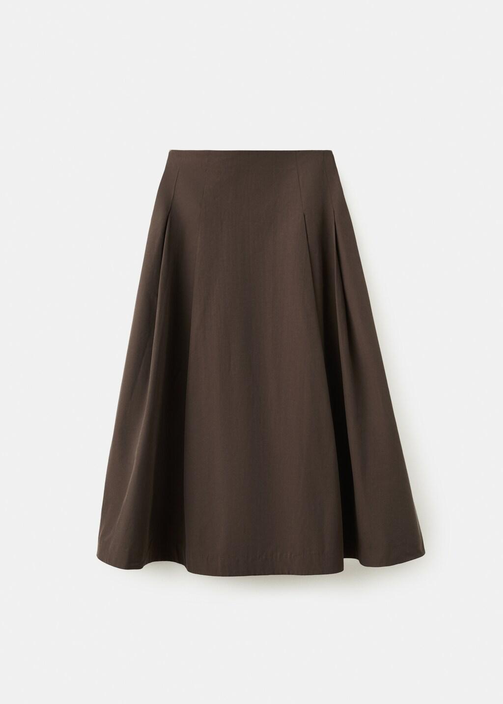 Brown Flared Midi-Skirt, Dark Brown, large image number 7