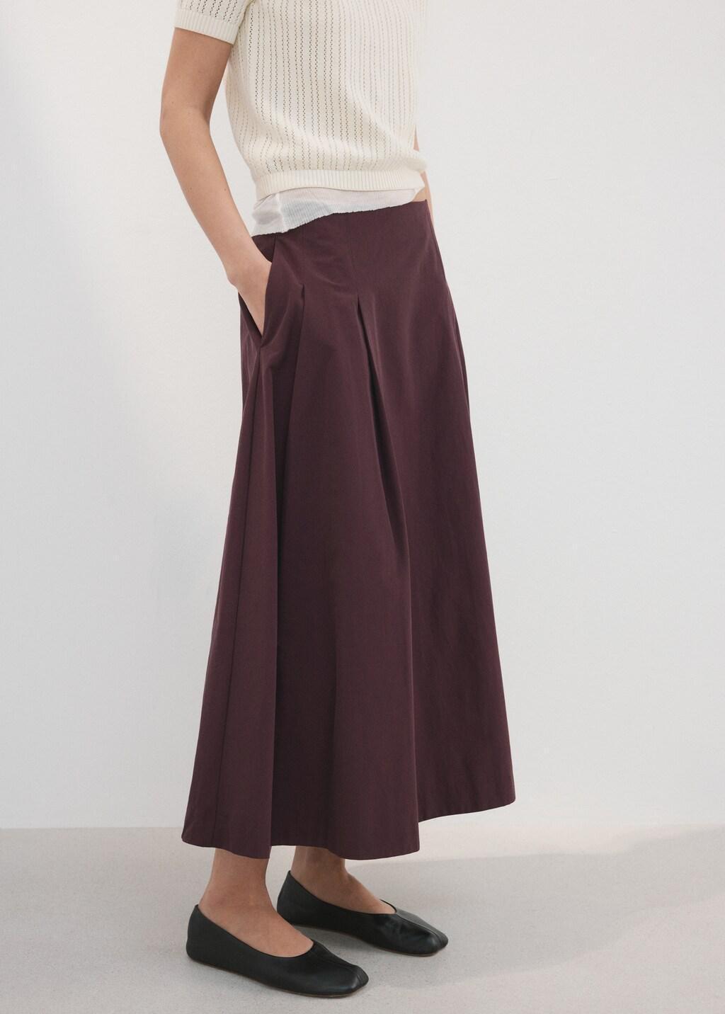 Red Flared Midi-Skirt, Dark Red, large image number 3