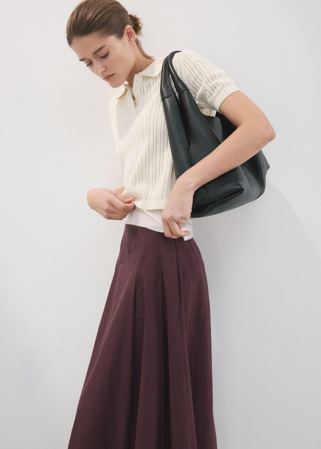 Red Flared Midi-Skirt, Dark Red, large image number 4