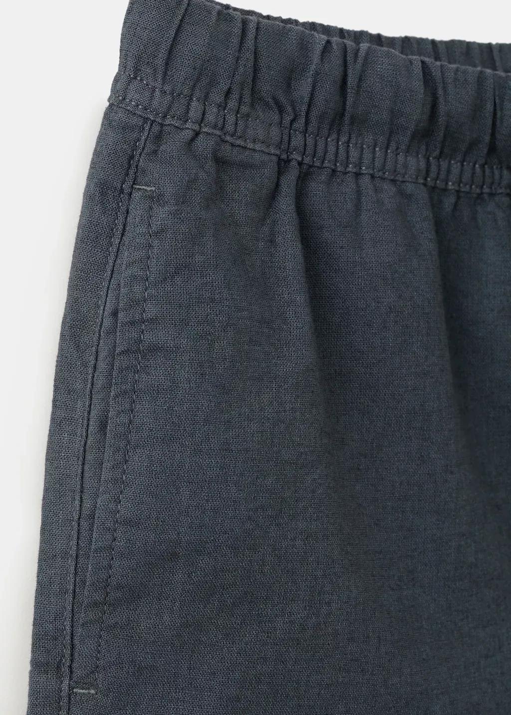 Grey Cotton-Linen Blend Bermuda Shorts, Kids Boy, Charcoal, large image number 3