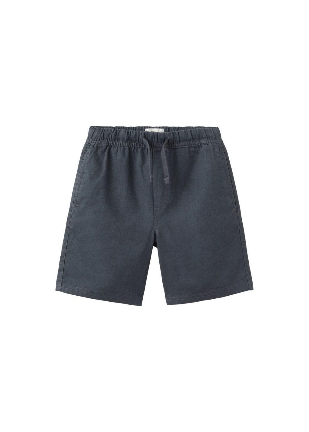 Grey Cotton-Linen Blend Bermuda Shorts, Kids Boy, Charcoal, large image number 4