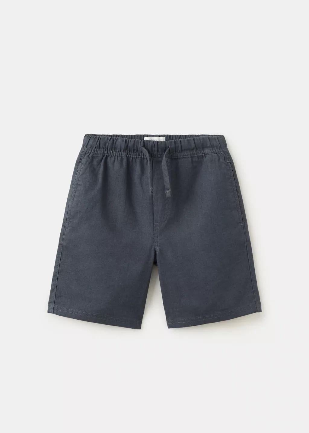 Grey Cotton-Linen Blend Bermuda Shorts, Kids Boy, Charcoal, large image number 5