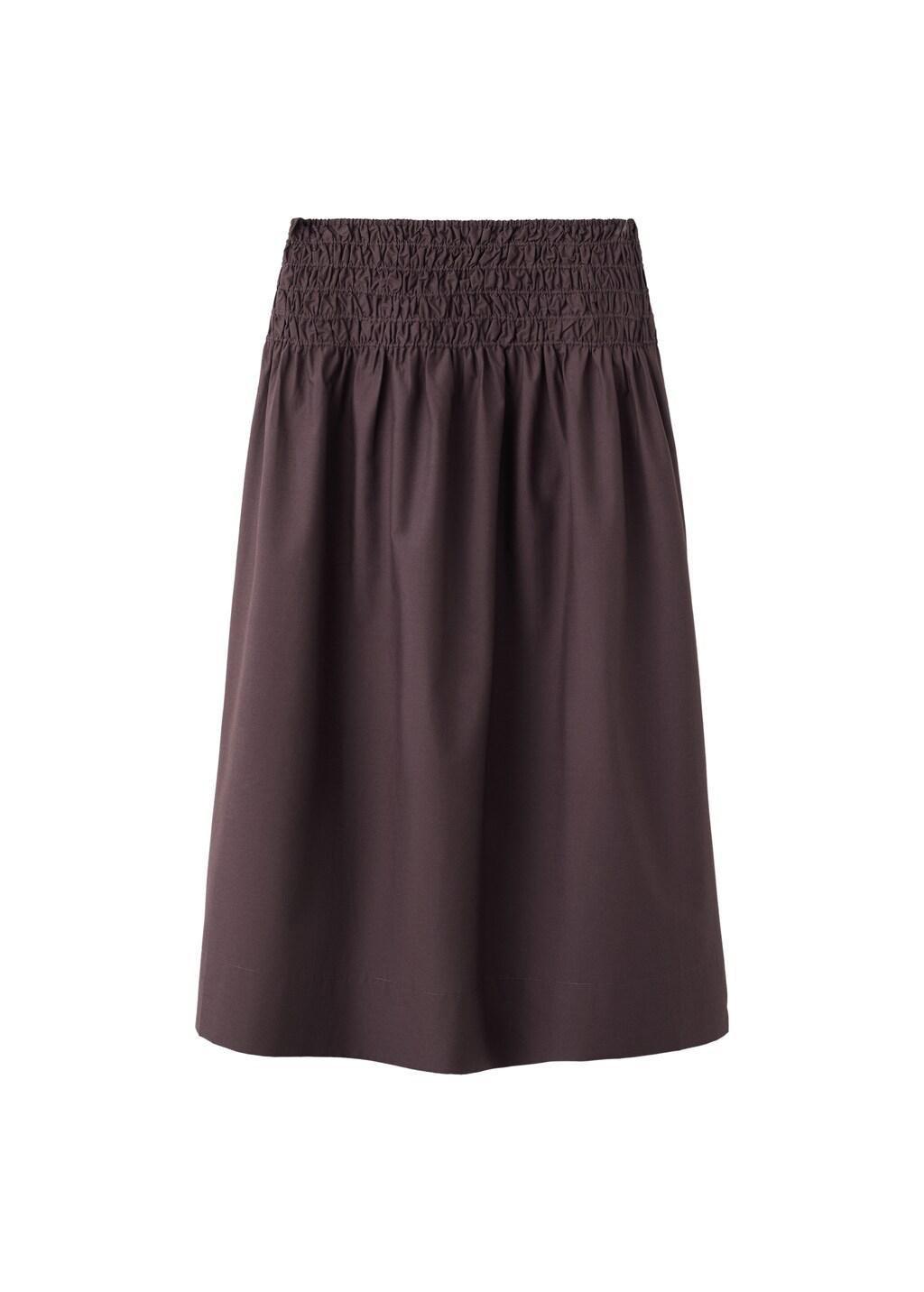 Brown Lyocell Skirt With Ruched Waist, 0201_32, large image number 7