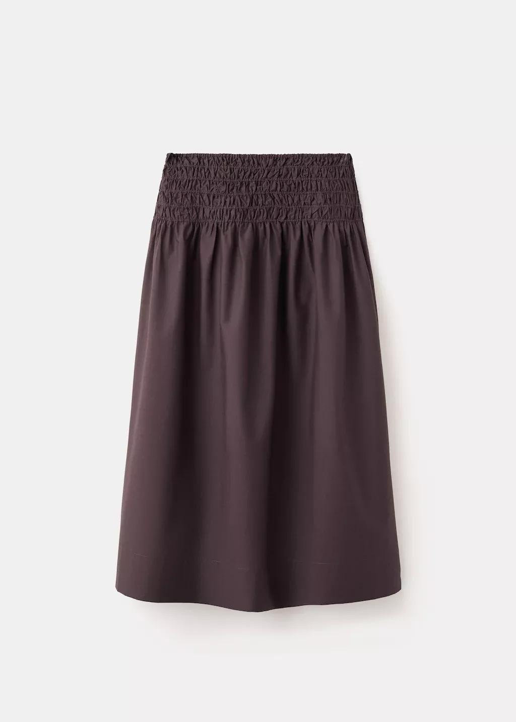 Brown Lyocell Skirt With Ruched Waist, 0201_32, large image number 8