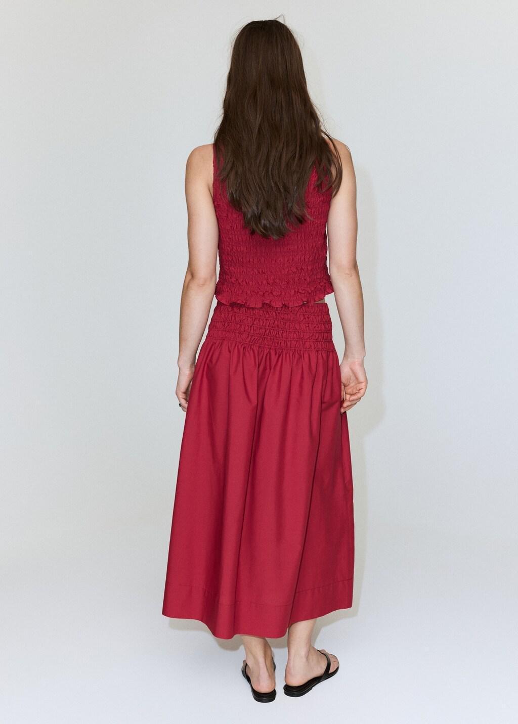 Red Lyocell Skirt With Ruched Waist, 0201_70, large image number 2