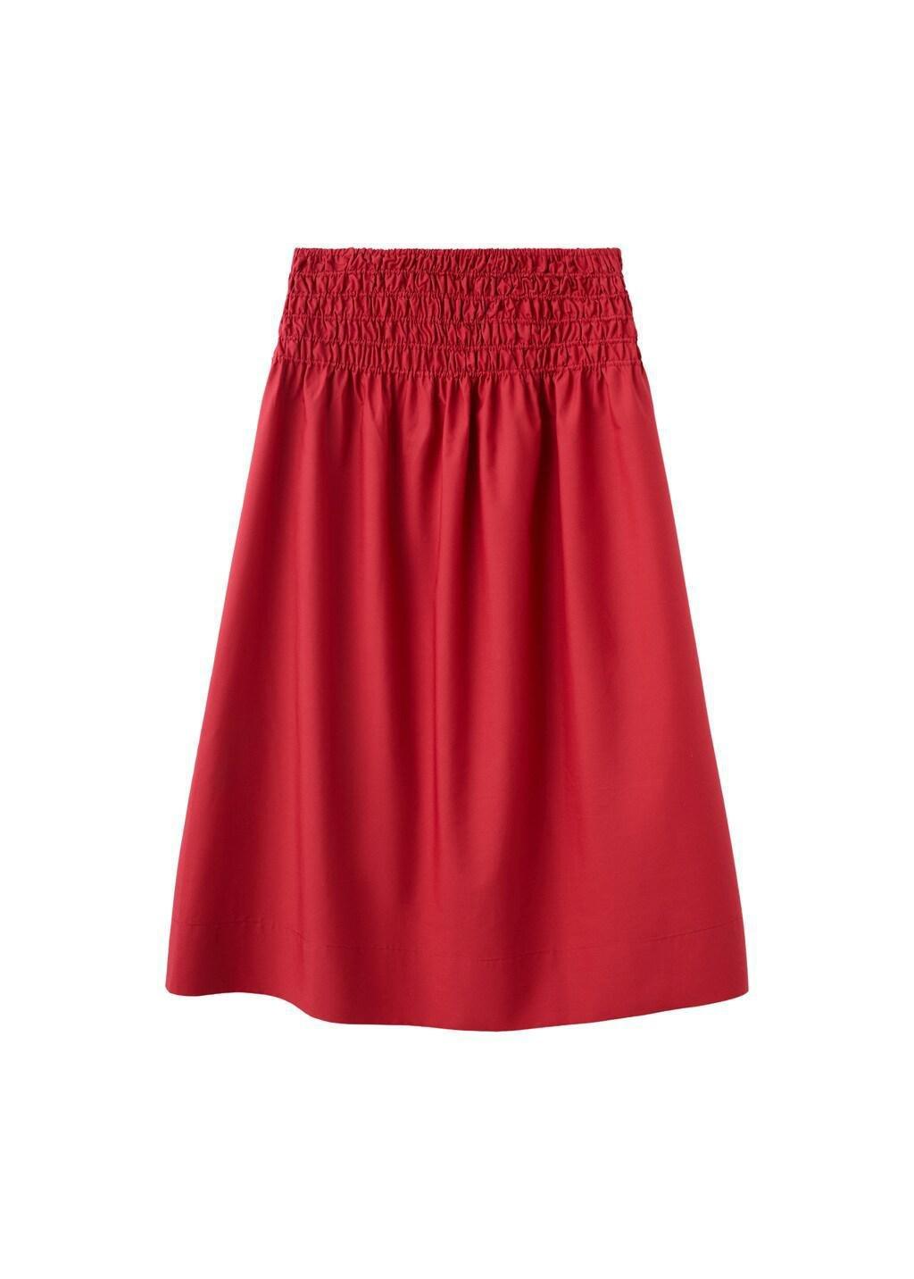 Red Lyocell Skirt With Ruched Waist, 0201_70, large image number 6