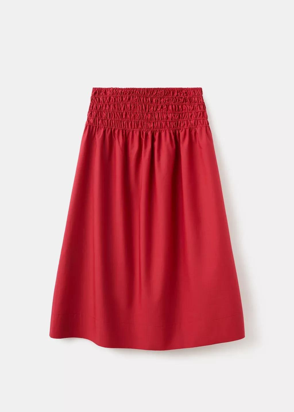 Red Lyocell Skirt With Ruched Waist, 0201_70, large image number 7