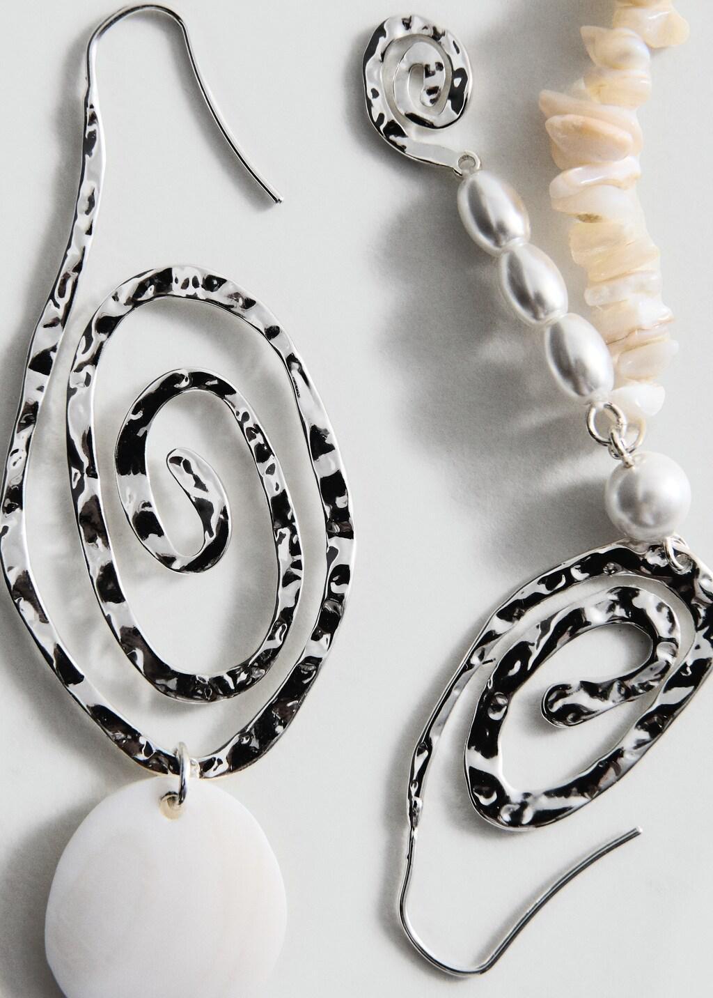 Silver Asymmetric Spiral Earring, Silver, large image number 1